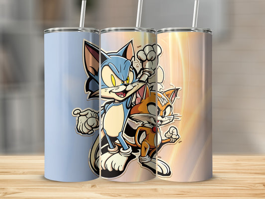 Cheerful Cat Characters Skinny Tumbler Trio