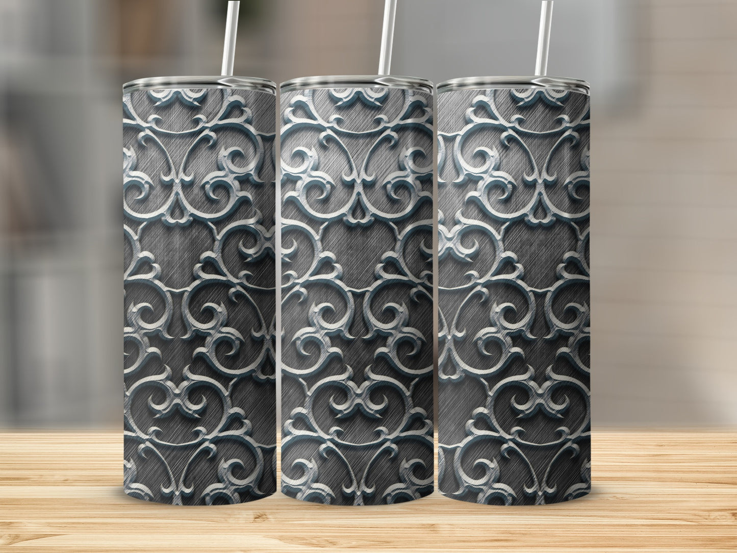 Grey Ornate Scrollwork Brushed Texture product type