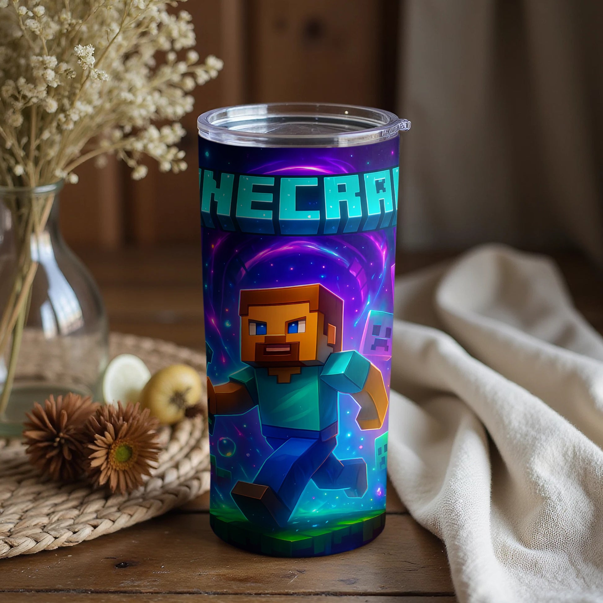 Minecraft Character Themed Tumbler with Bright Colors