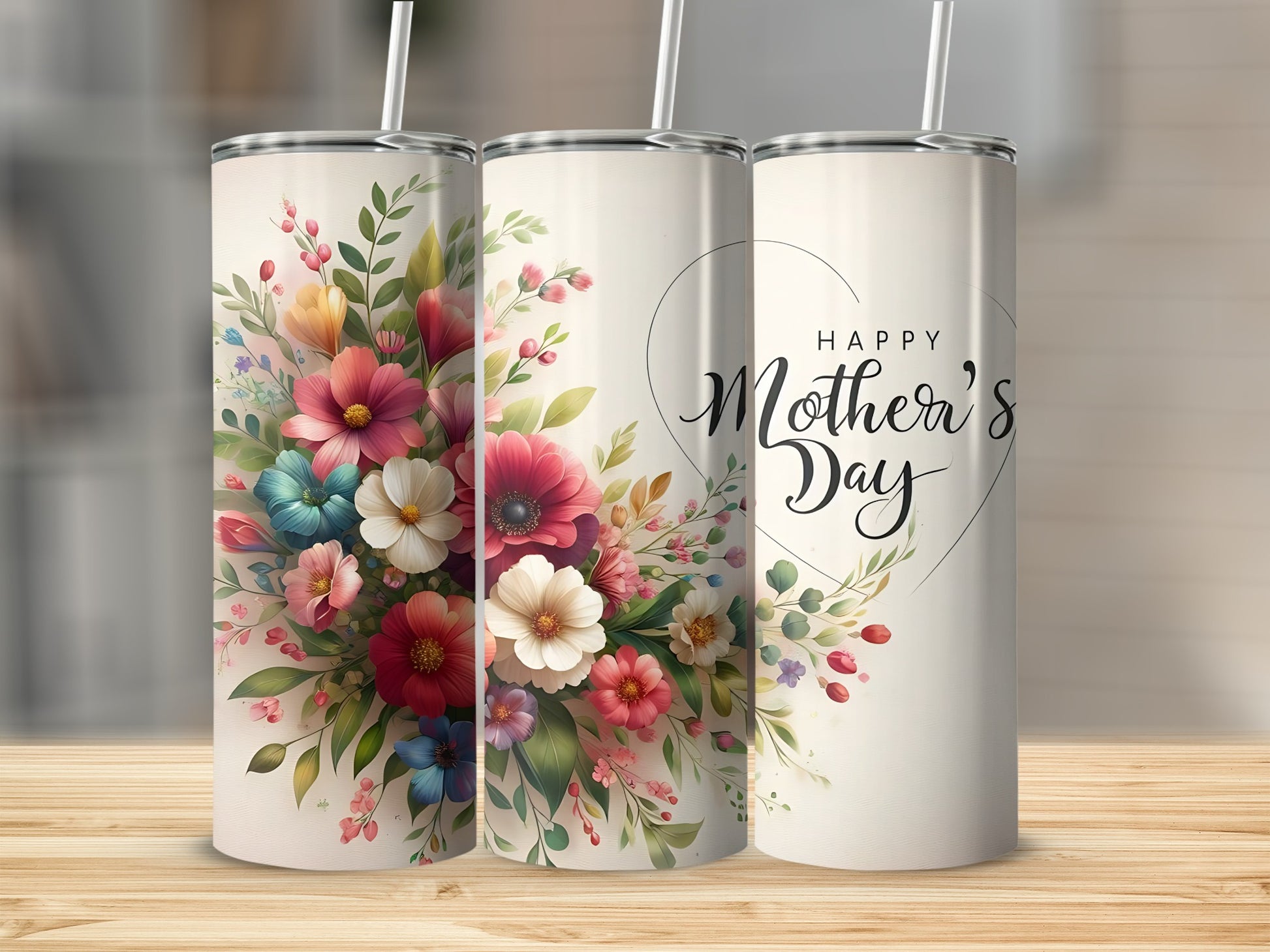 Happy Mother's Day Floral Insulated Tumbler Cup Gift