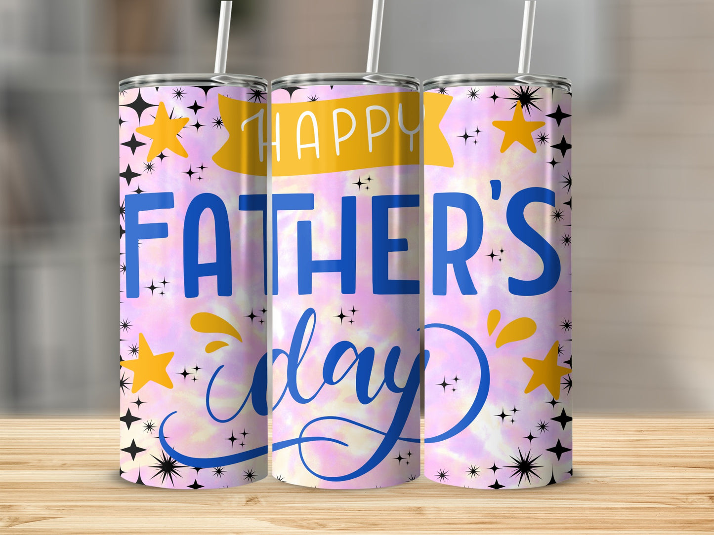 Happy Father's Day Tumbler With Stars and Swirls