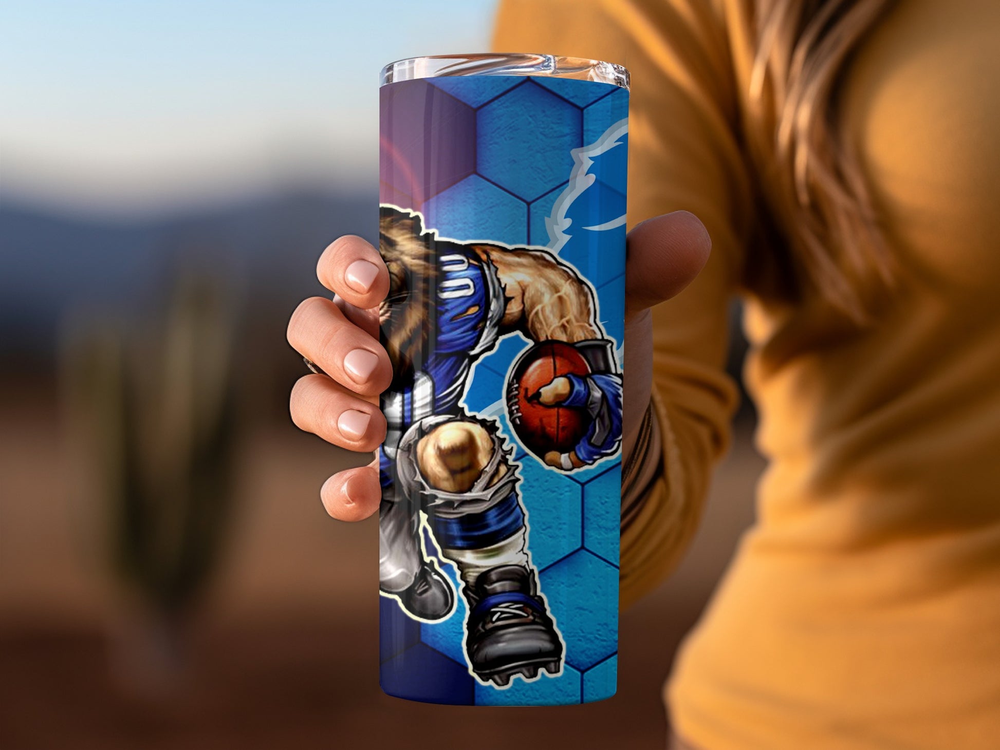 Rugged Soccer Player Design Tumbler Sports Cup