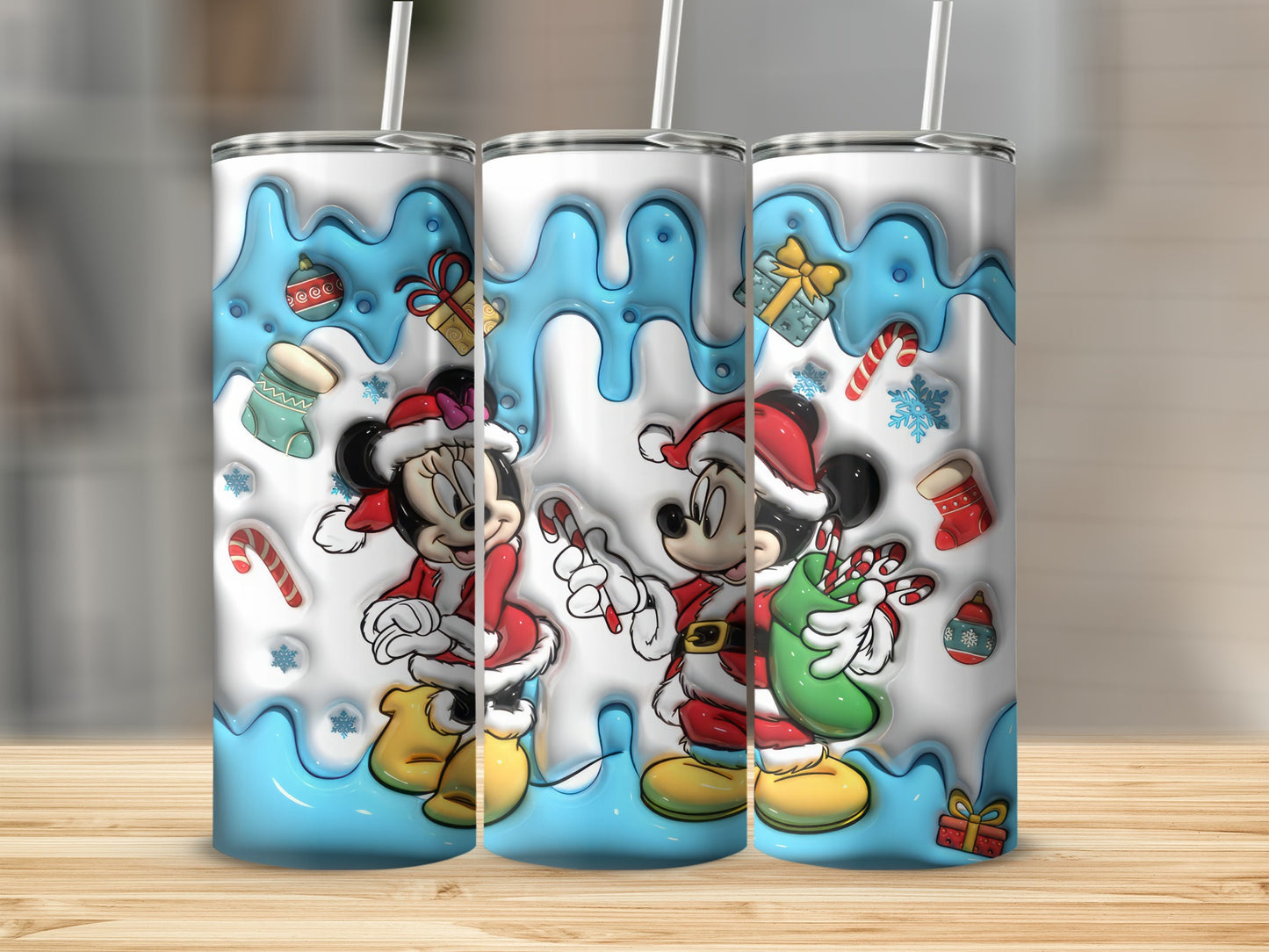 Festive Cartoon Characters Decorated Tumbler Cups