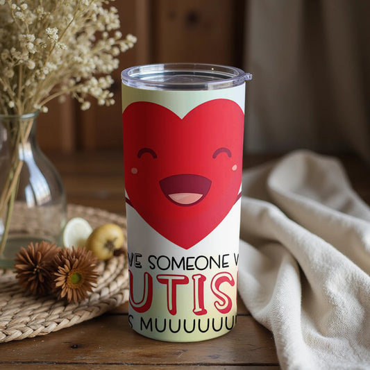 Cute Red Heart I Love Someone With Autism Tumbler