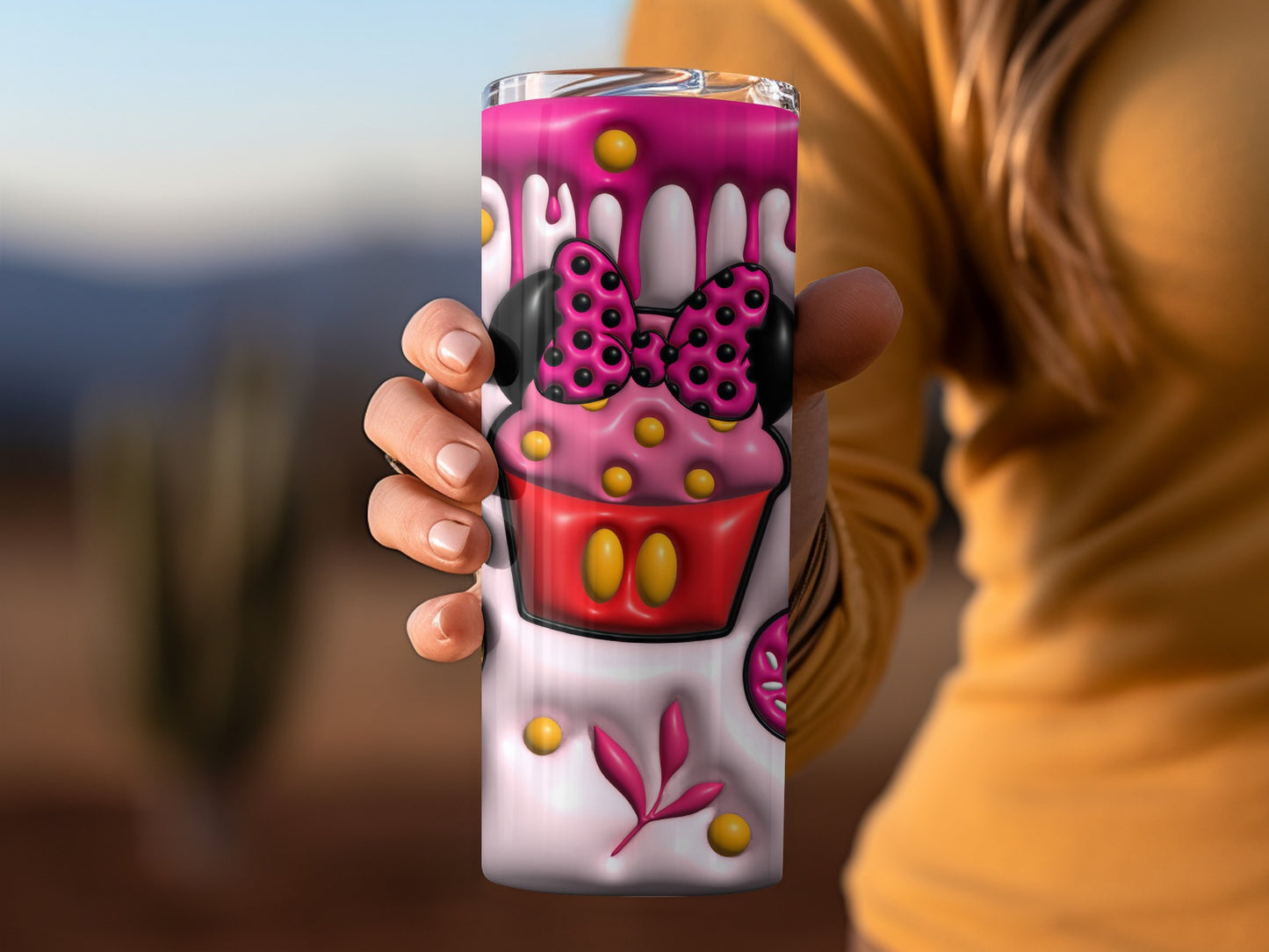 Cute Cupcake with Pink Bow Design Tumbler