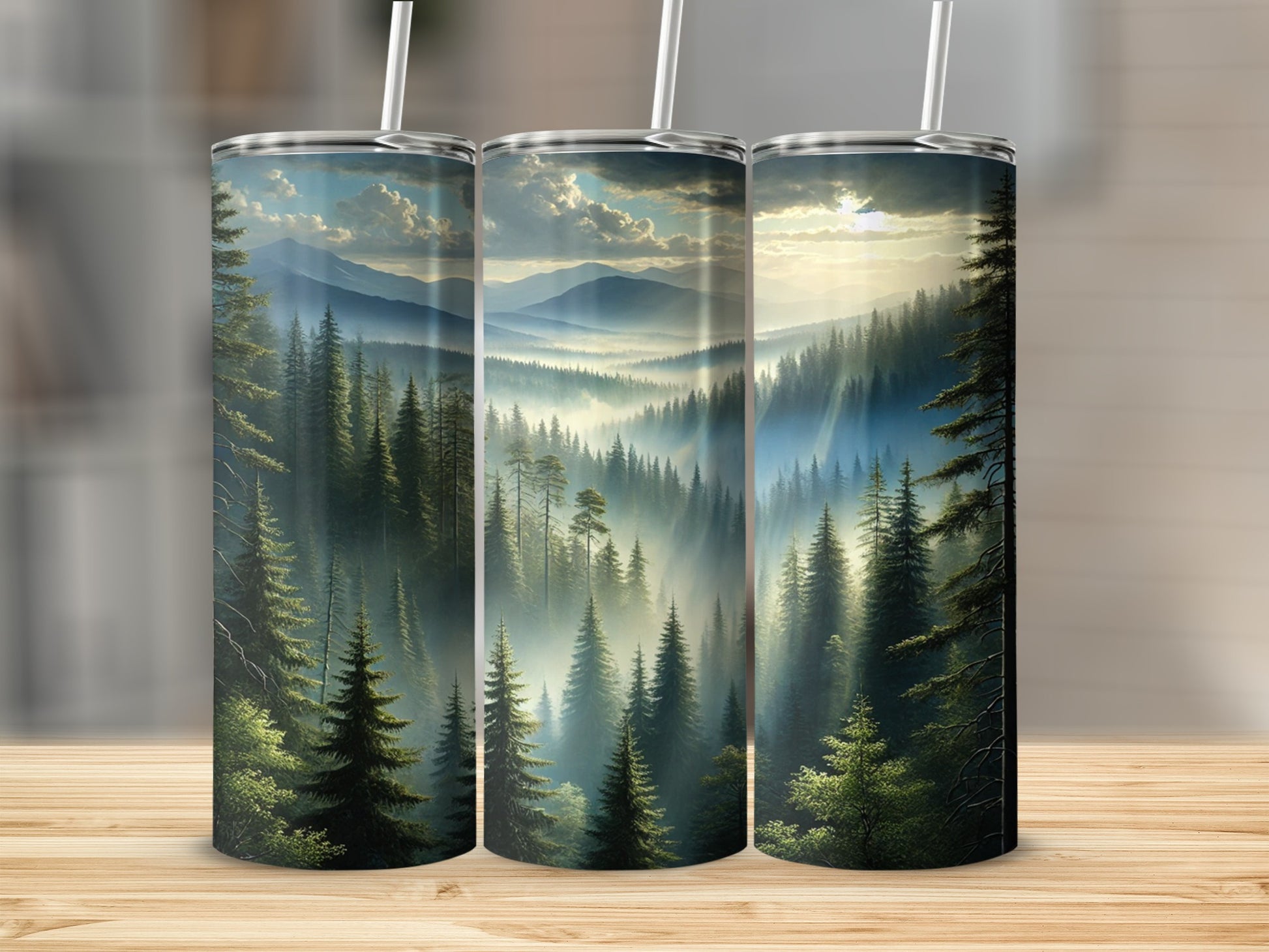 Enchanting Misty Mountain Forest Tumbler Cup