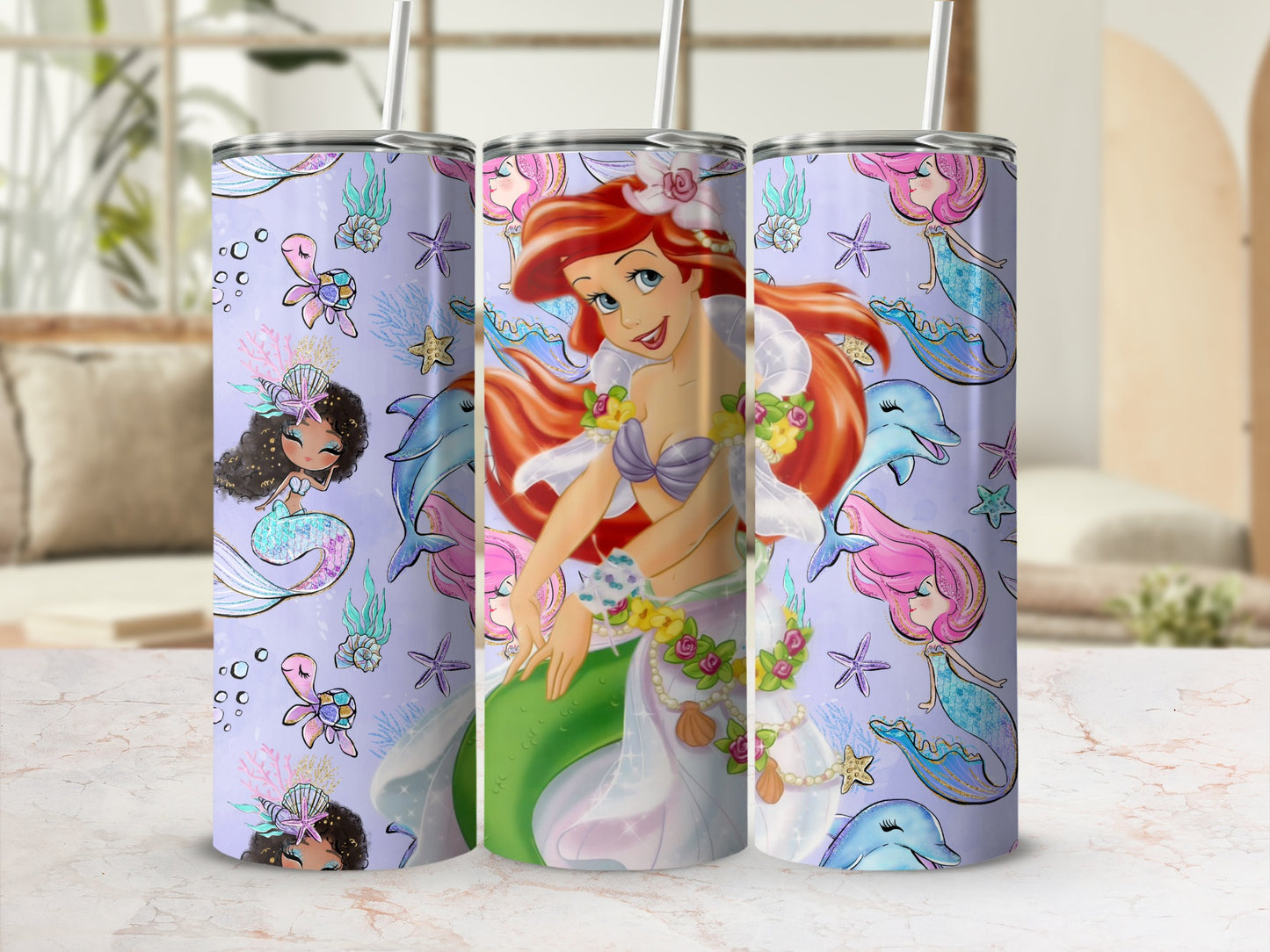 Underwater Mermaid Theme Insulated Tumbler Cup