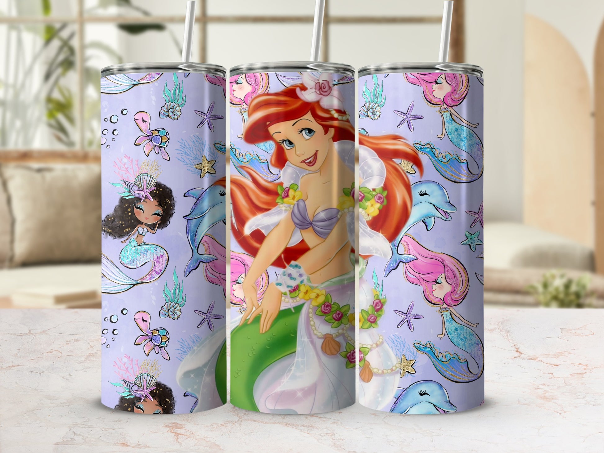 Underwater Mermaid Theme Insulated Tumbler Cup