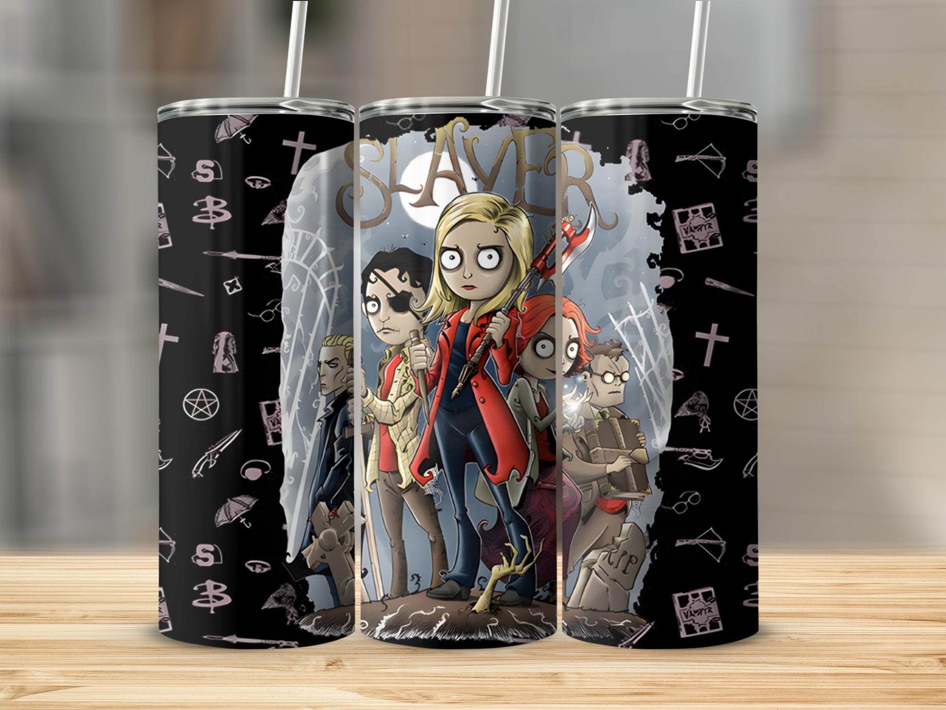 Slayer Inspired Cartoon Characters Tumbler 20oz Cup Cleaning Friendly