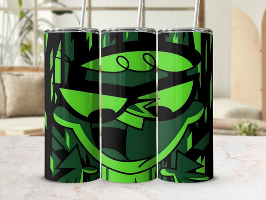 Green and Black Eye-Catching Abstract Tumbler Design