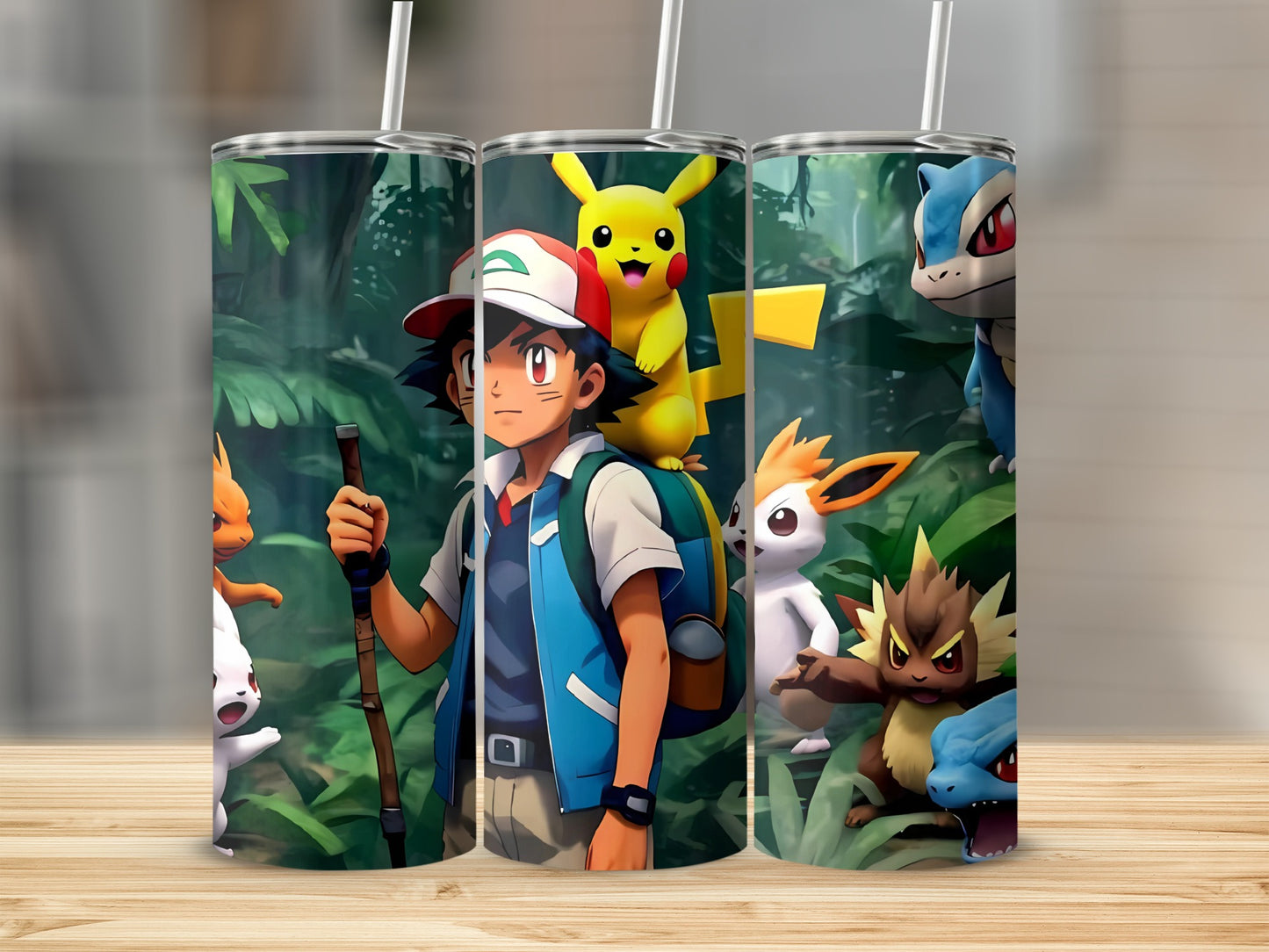 Ash and Pikachu Adventure Tumbler with Team Designs
