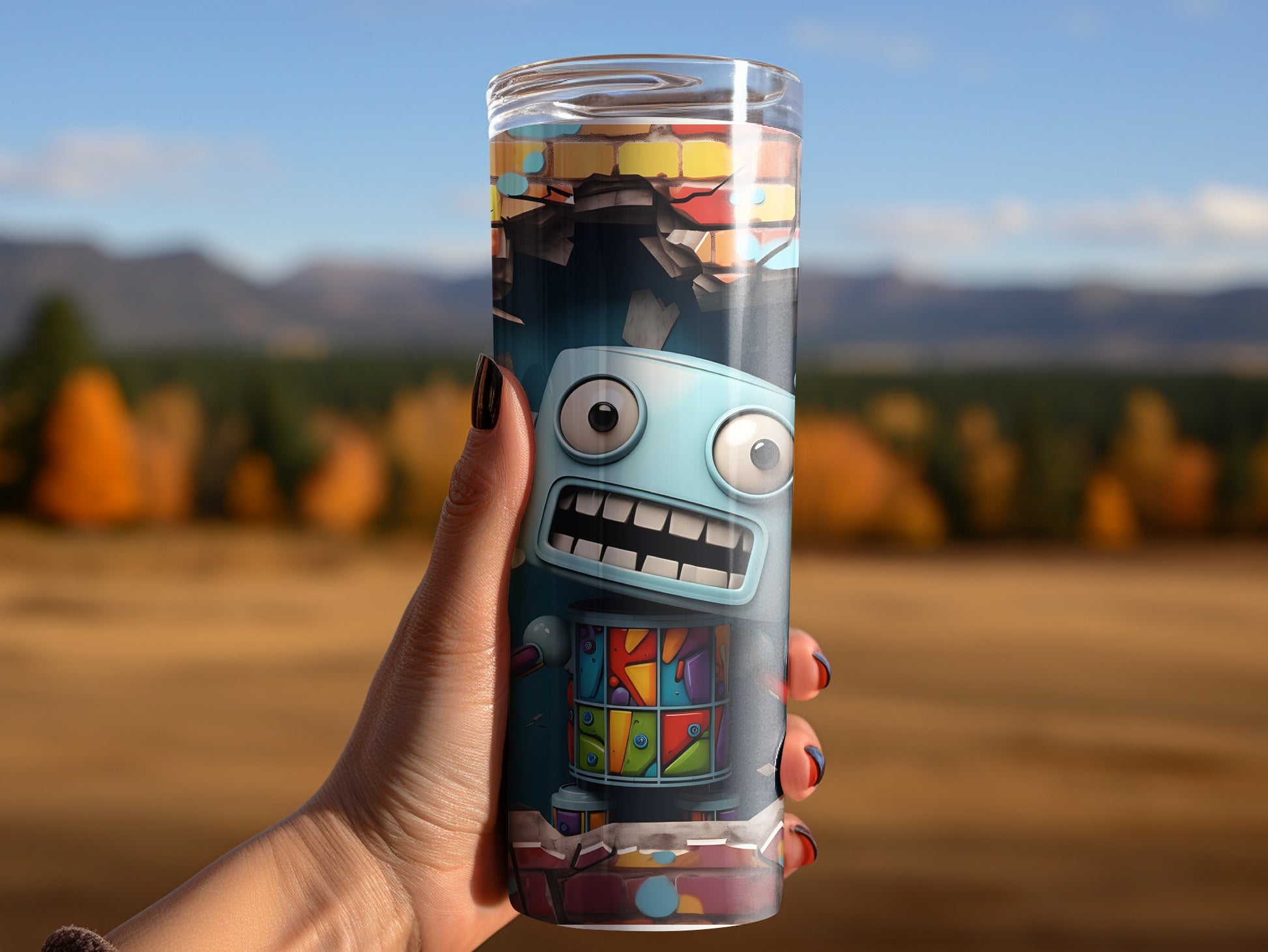 Colorful Animated Character Themed Beverage Tumbler