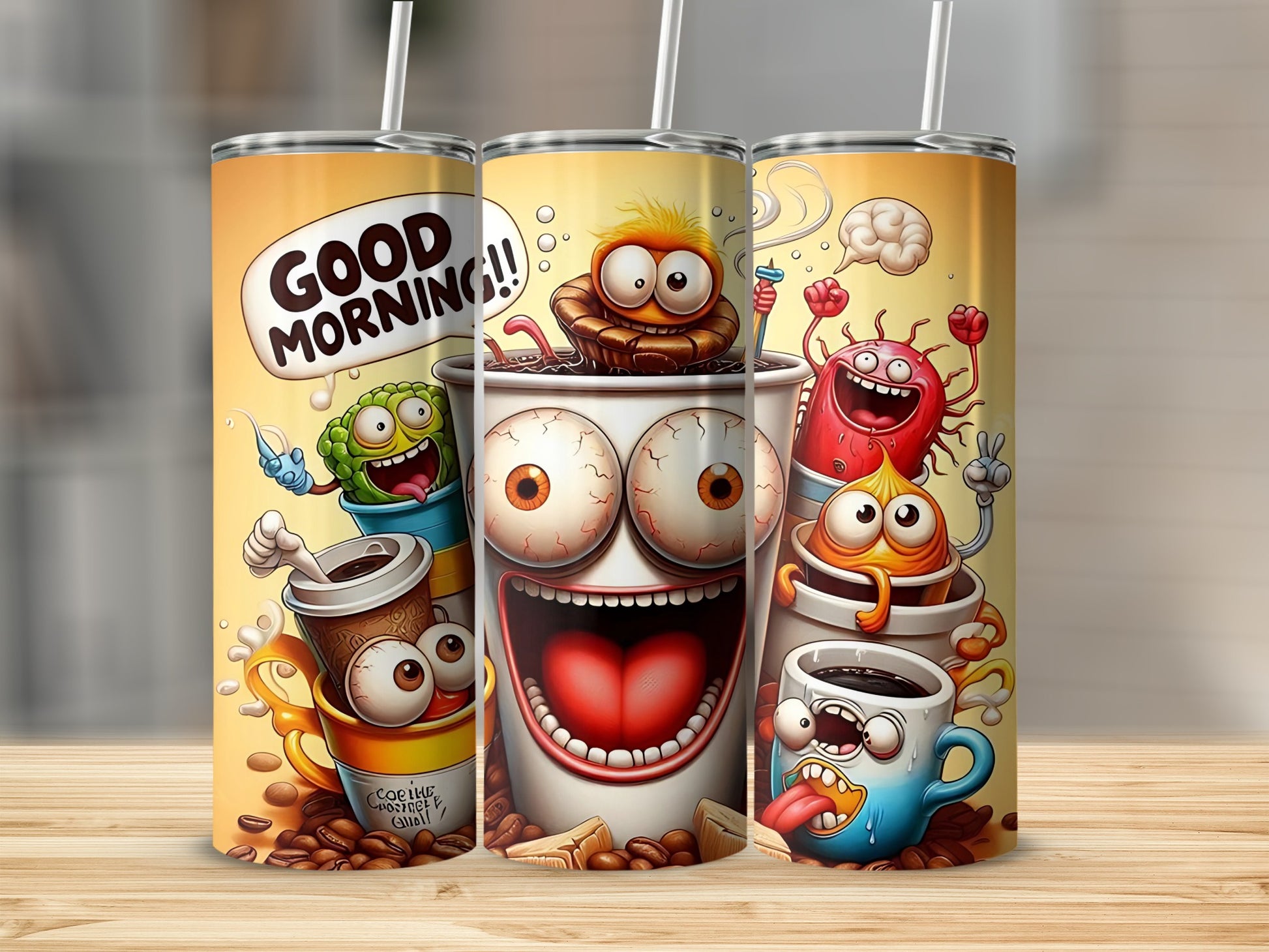 Funny Cartoon Coffee Characters Tumbler Product