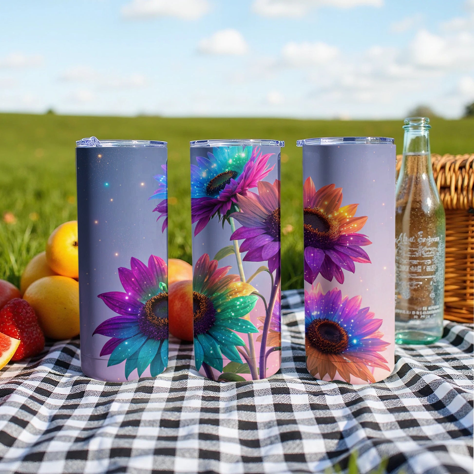 Vibrant Sunflower Design Thermal Tumblers for Summer