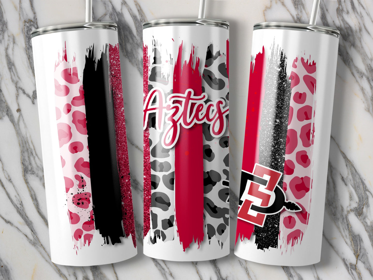 Aztecs Brush Stroke Leopard San Diego State Tumblers