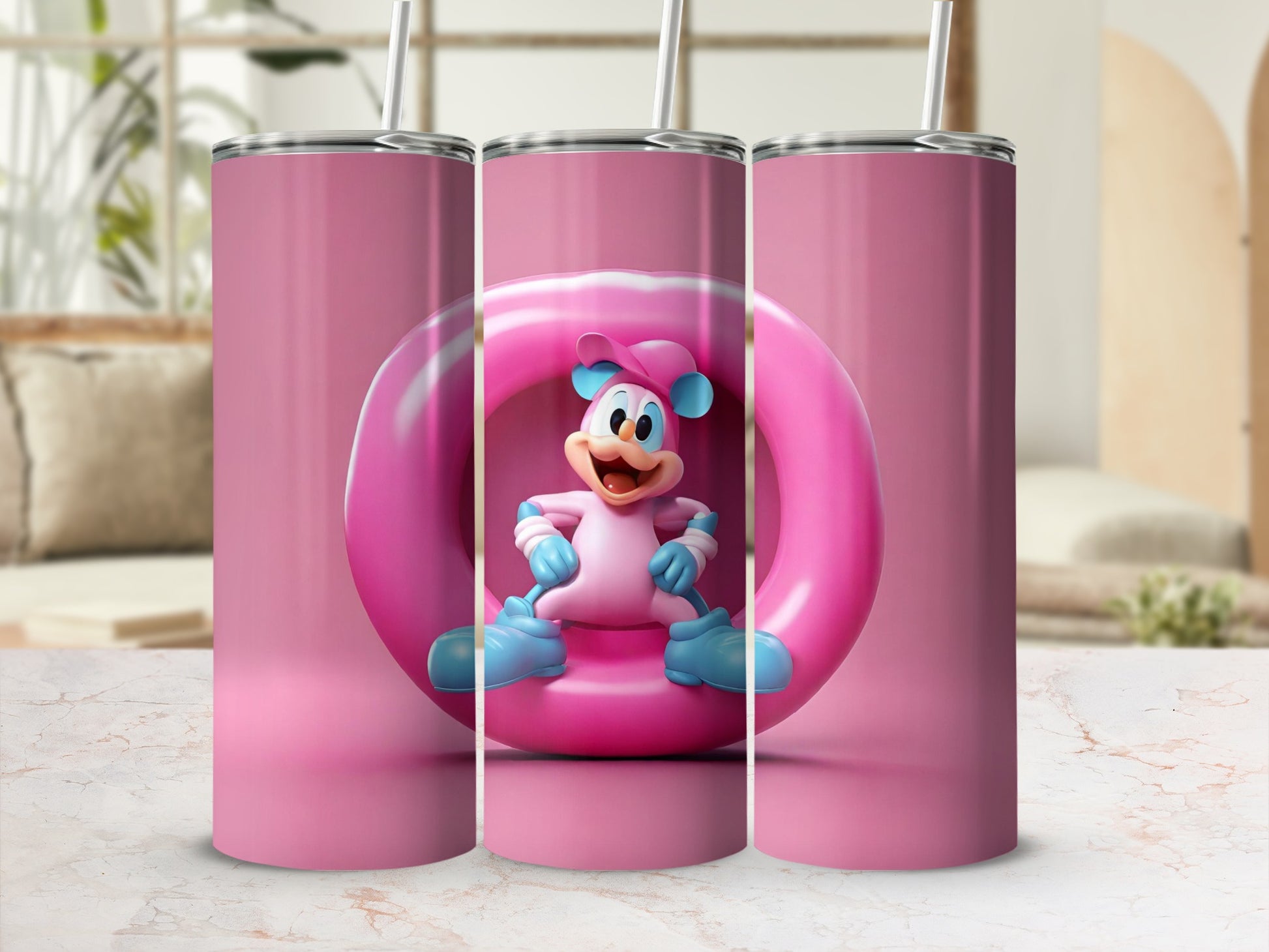 Pink Cartoon Character Insulated Tumbler Cup
