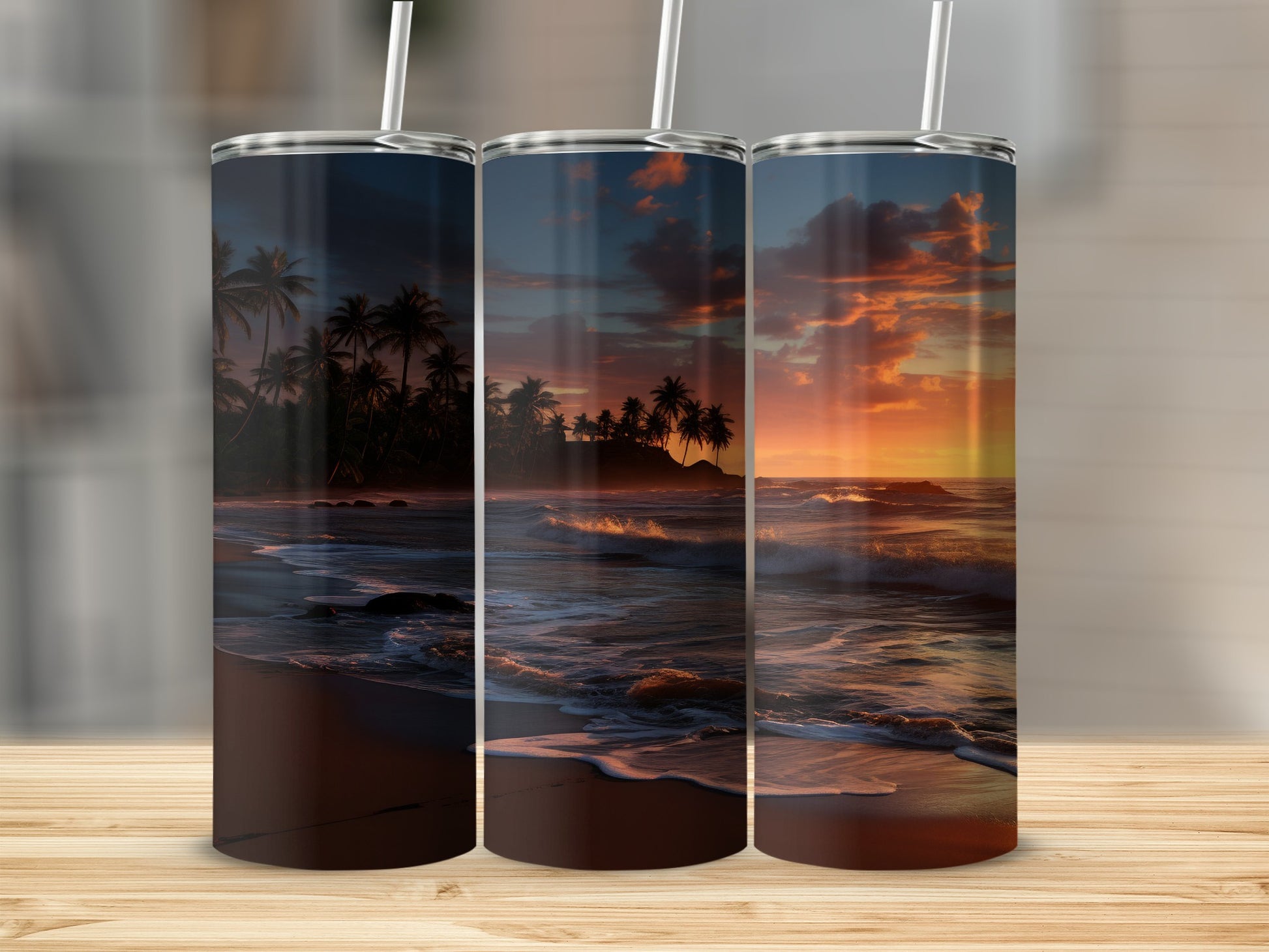 Sunset Beach Scene Insulated Tumbler for Hot or Cold