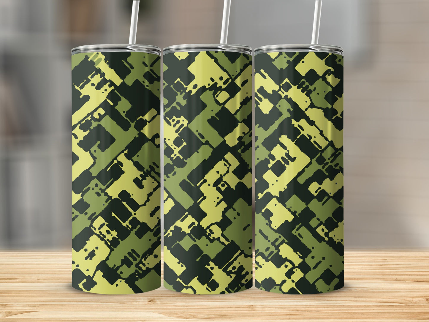 Green and Black Abstract Pattern Drinking Tumblers