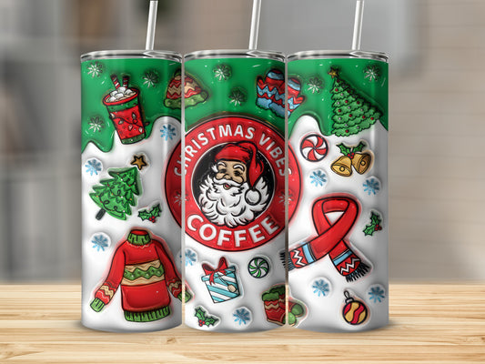 Christmas Vibes Coffee Santa Pattern Insulated Tumbler