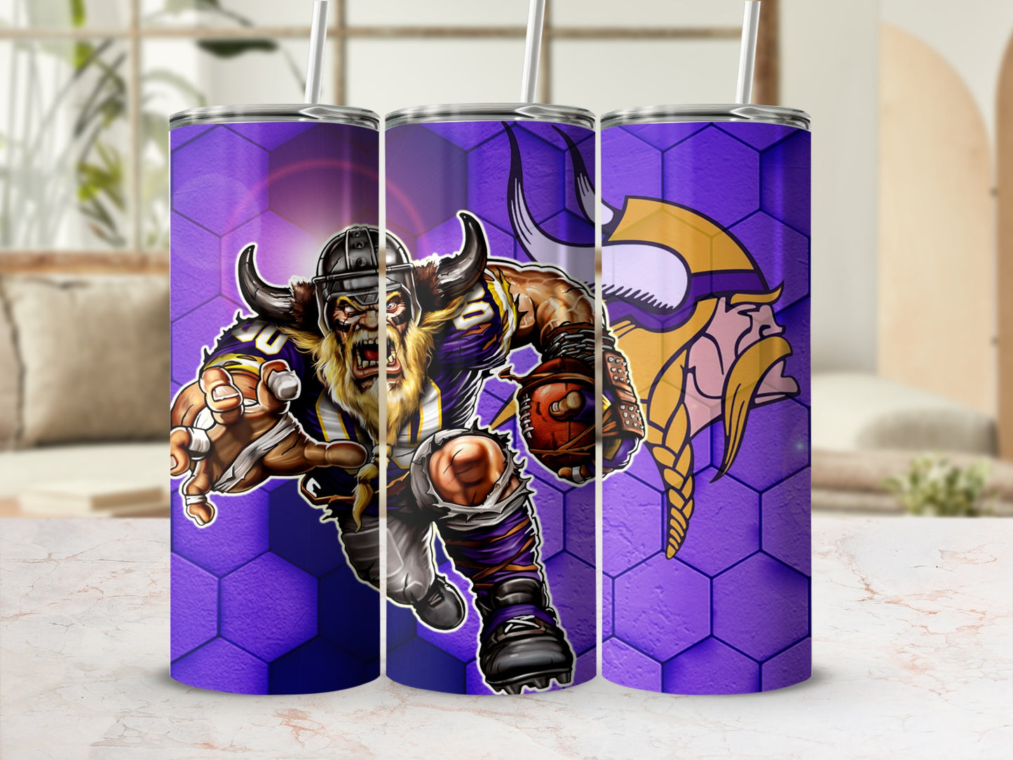 Fierce Viking Warrior Purple Honeycomb Tumbler