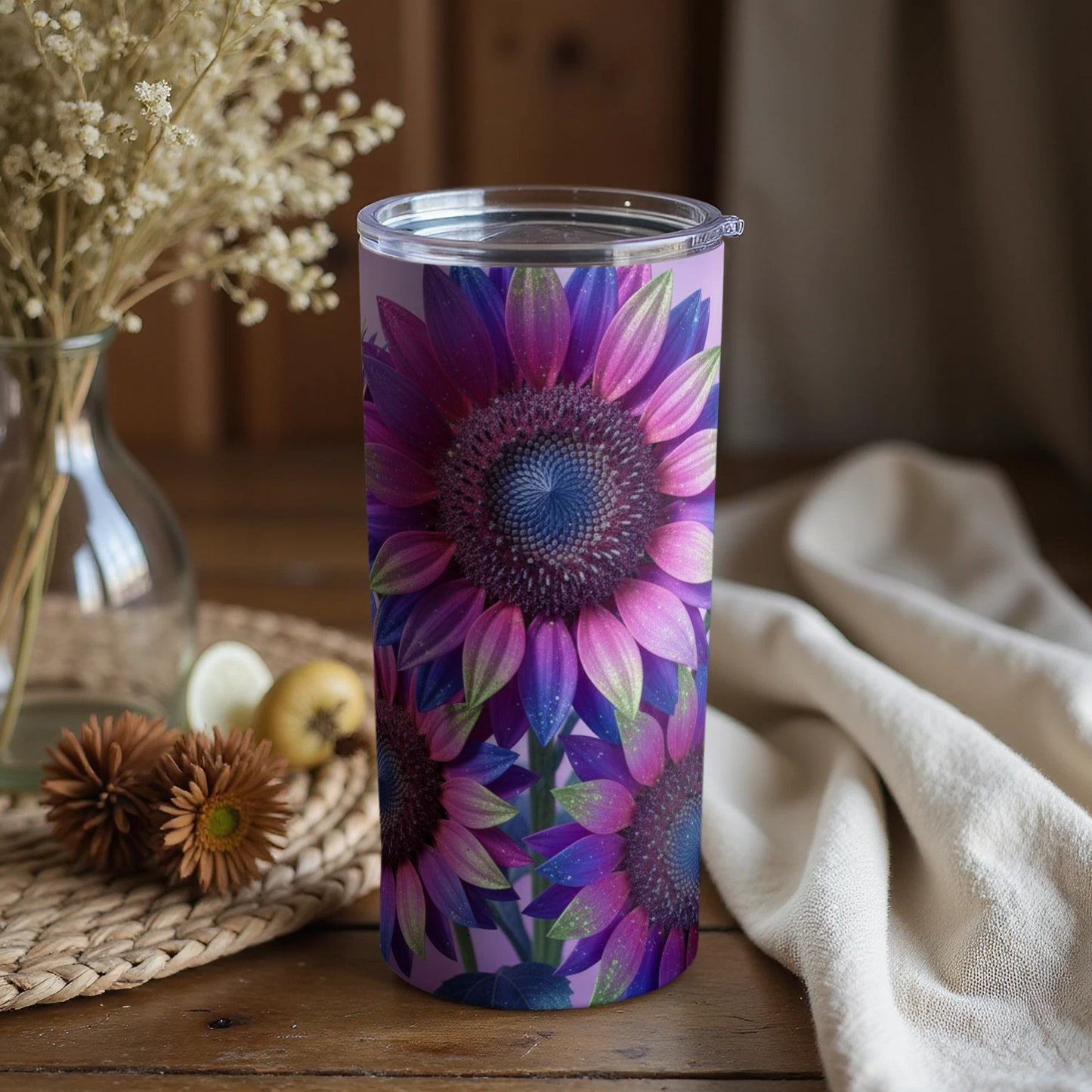 Vibrant Purple Sunflower Insulated Tumbler