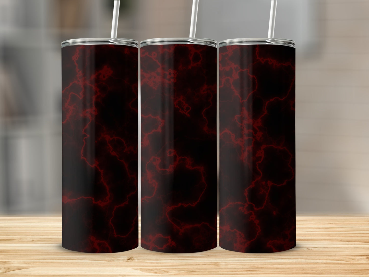 Dark Red Vein Pattern On Tumblers
