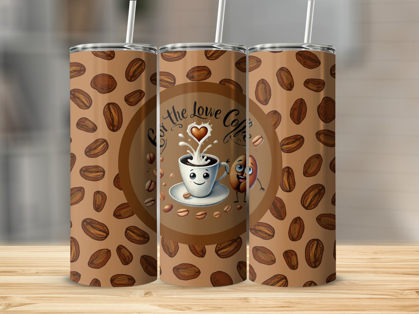 For the Love of Coffee Tumbler with Coffee Beans
