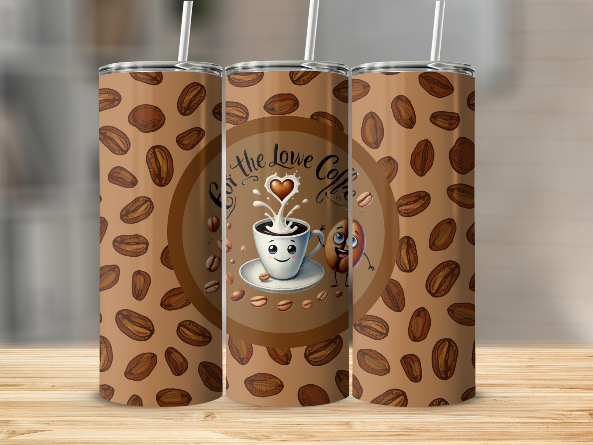For the Love of Coffee Tumbler with Coffee Beans