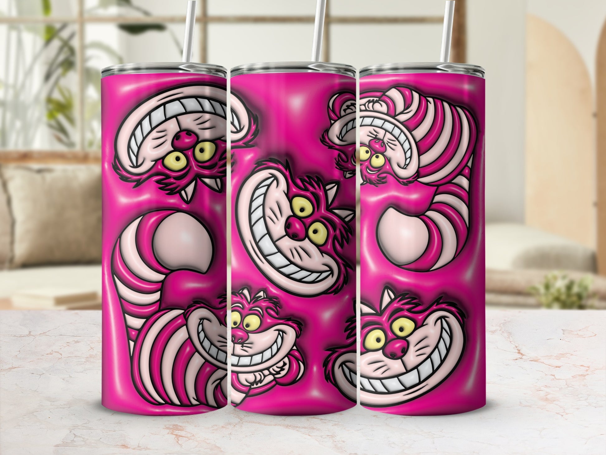 Whimsical Smiling Cat Design Tumbler Cup Product