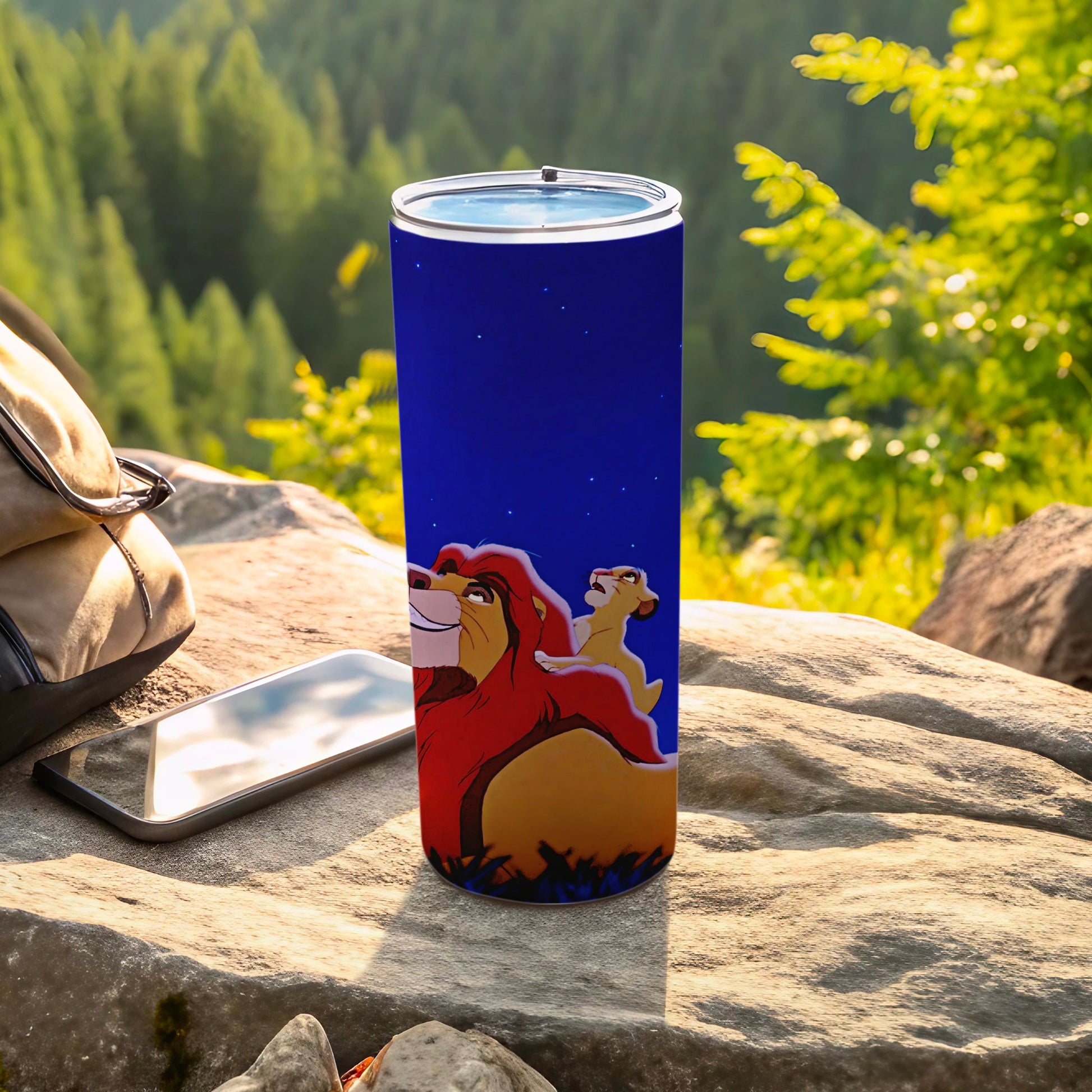 Lion and Cub Outdoor Adventure Travel Tumbler