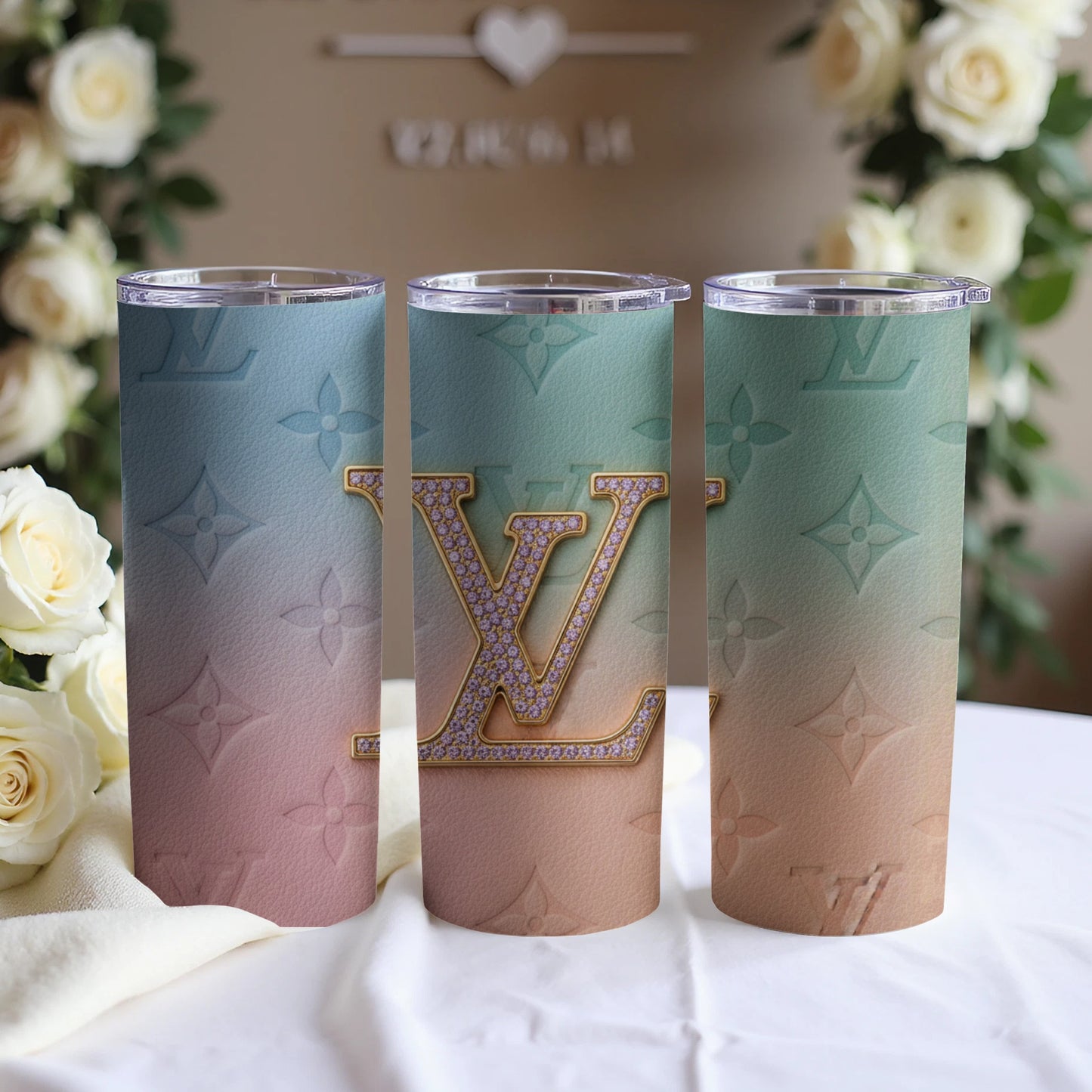 Luxury Gradient Logo Tumbler with Diamond Accents