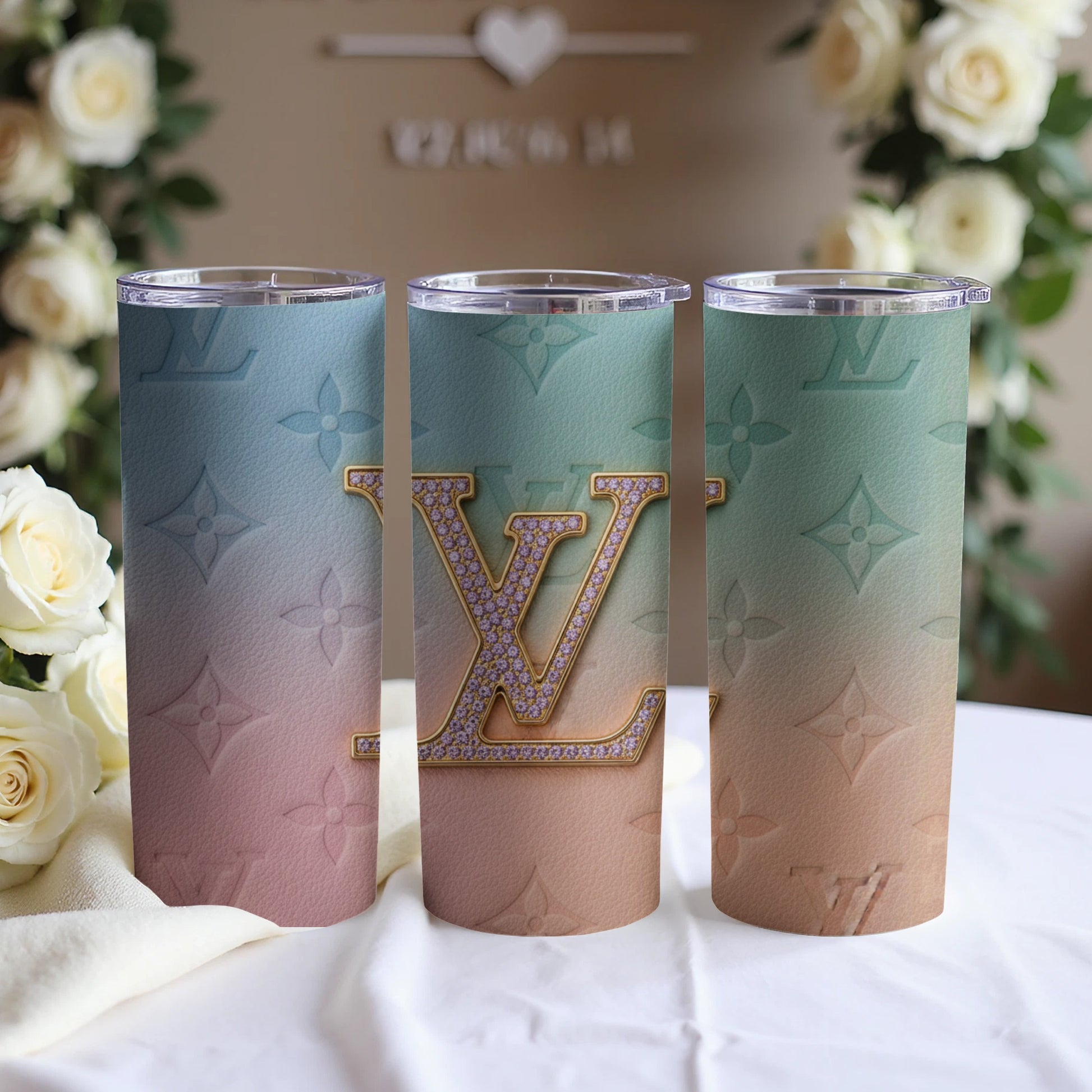 Luxury Gradient Logo Tumbler with Diamond Accents