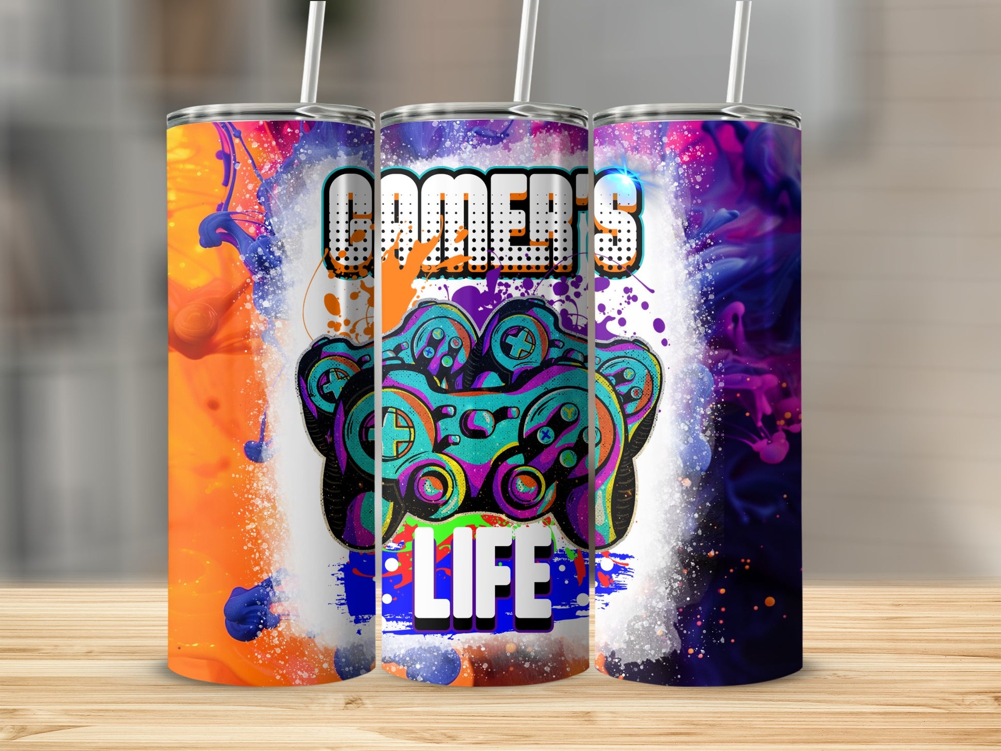 Colorful Gaming Life Graphic Tumbler Design