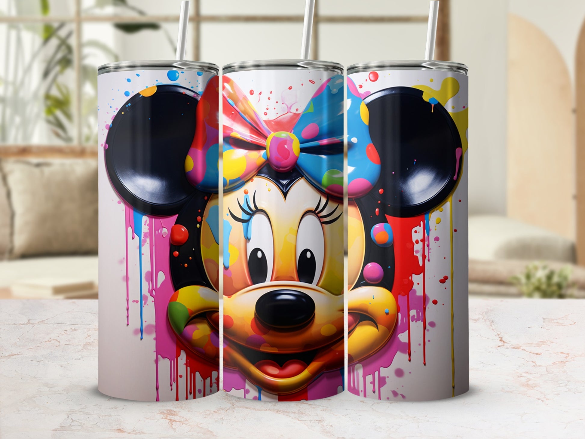 Colorful Cartoon Character Tumbler Cup with Straw