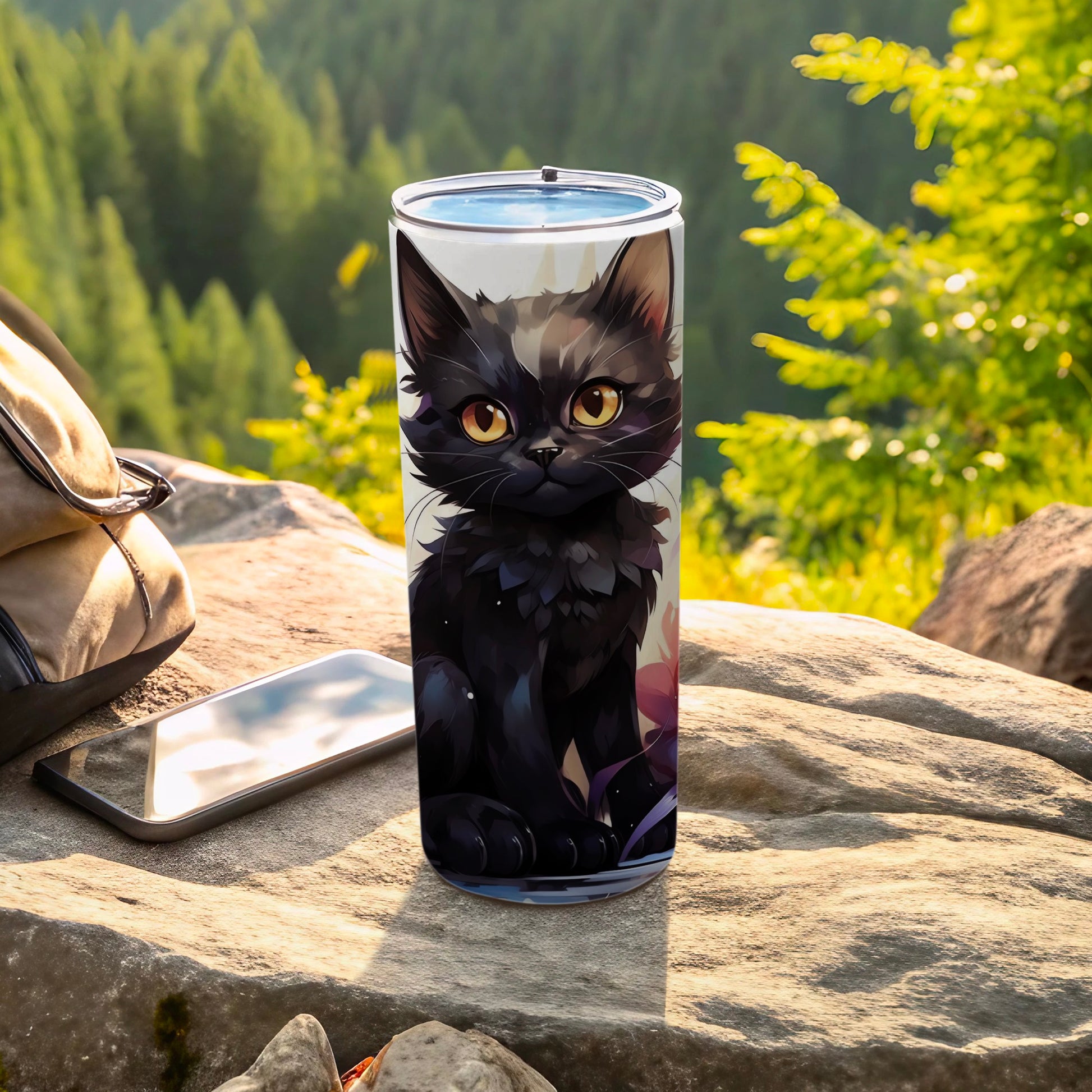 Adorable Black Cat Illustration Tumbler product type