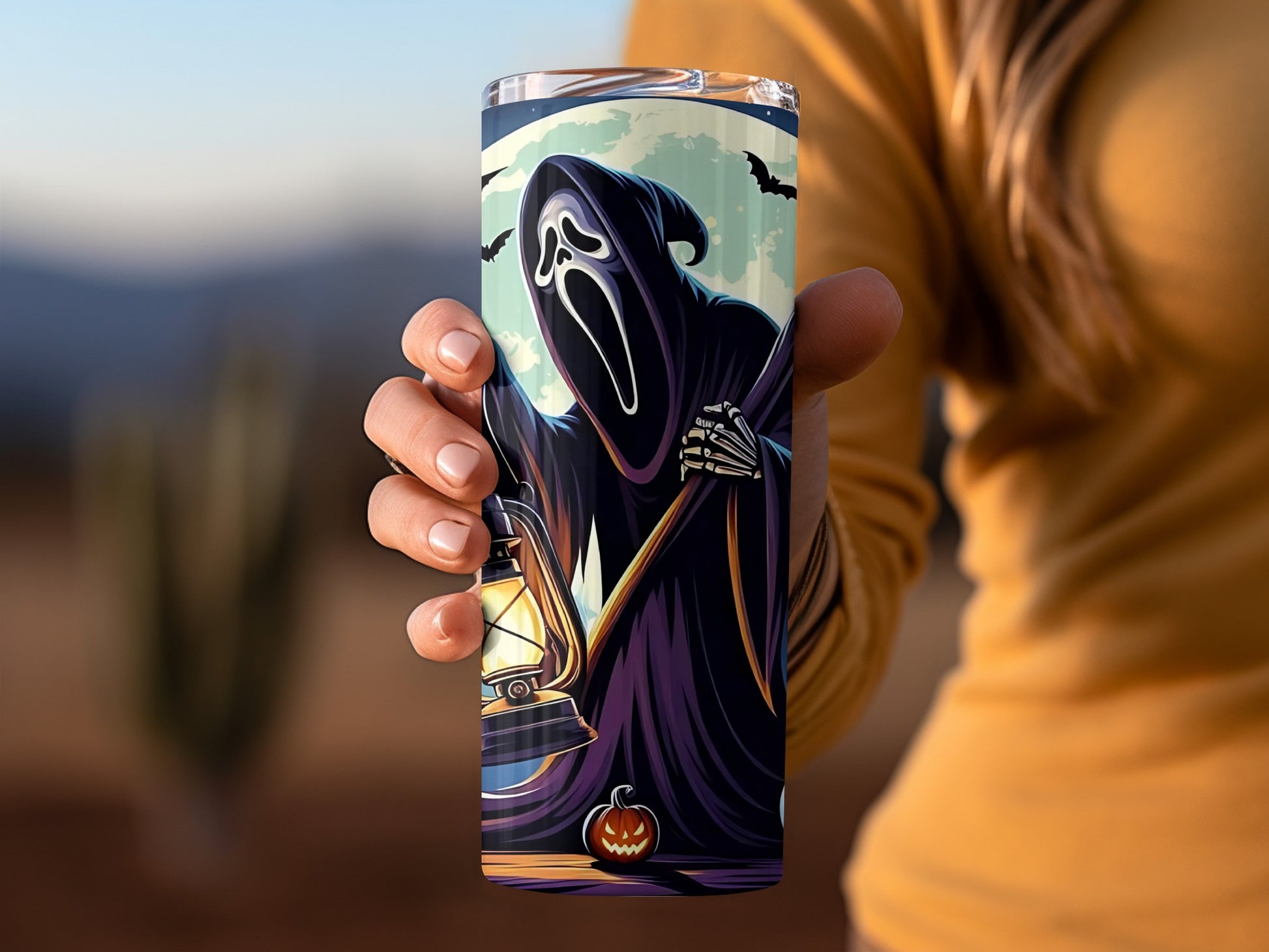 Scary Grim Reaper Halloween Themed Tumbler for Fall