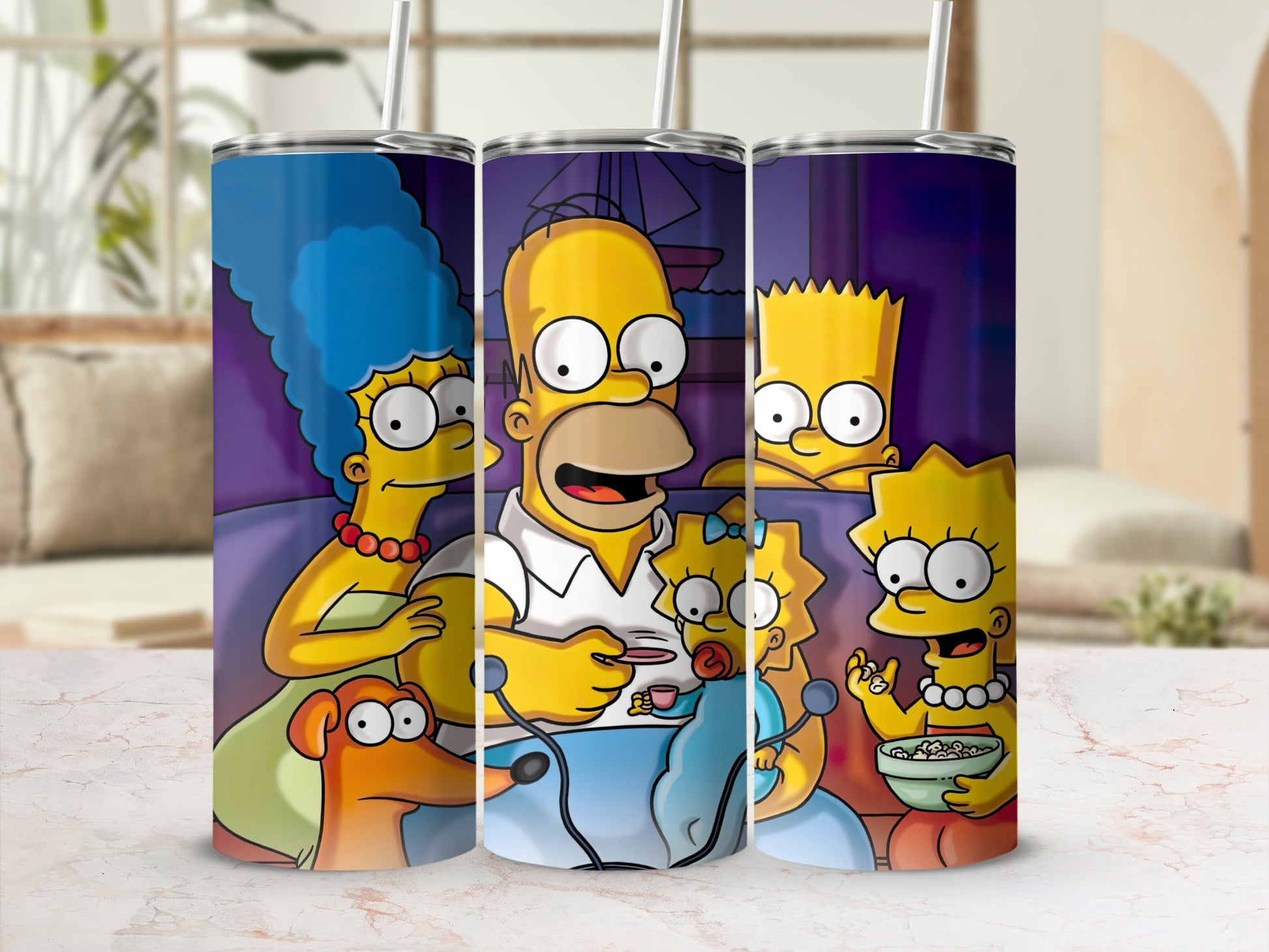Cartoon Family Print Insulated Tumbler Drinkware