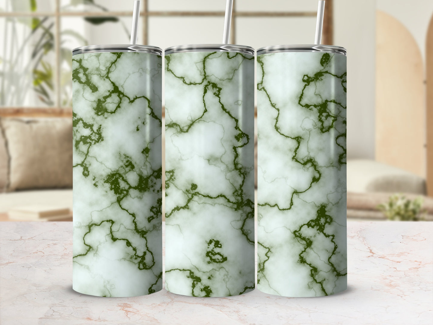 Green White Abstract Marble Pattern Tumbler product type