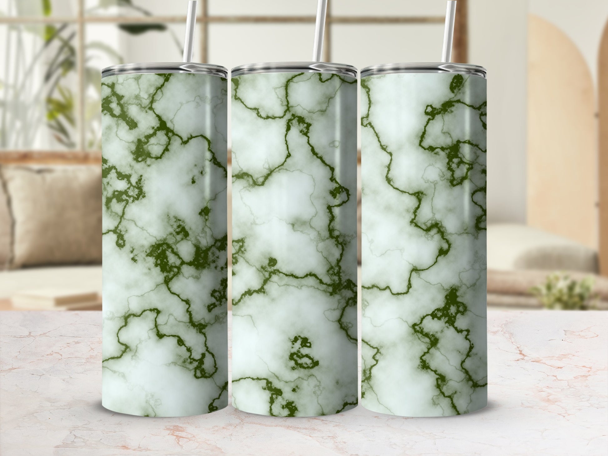 Green White Abstract Marble Pattern Tumbler product type