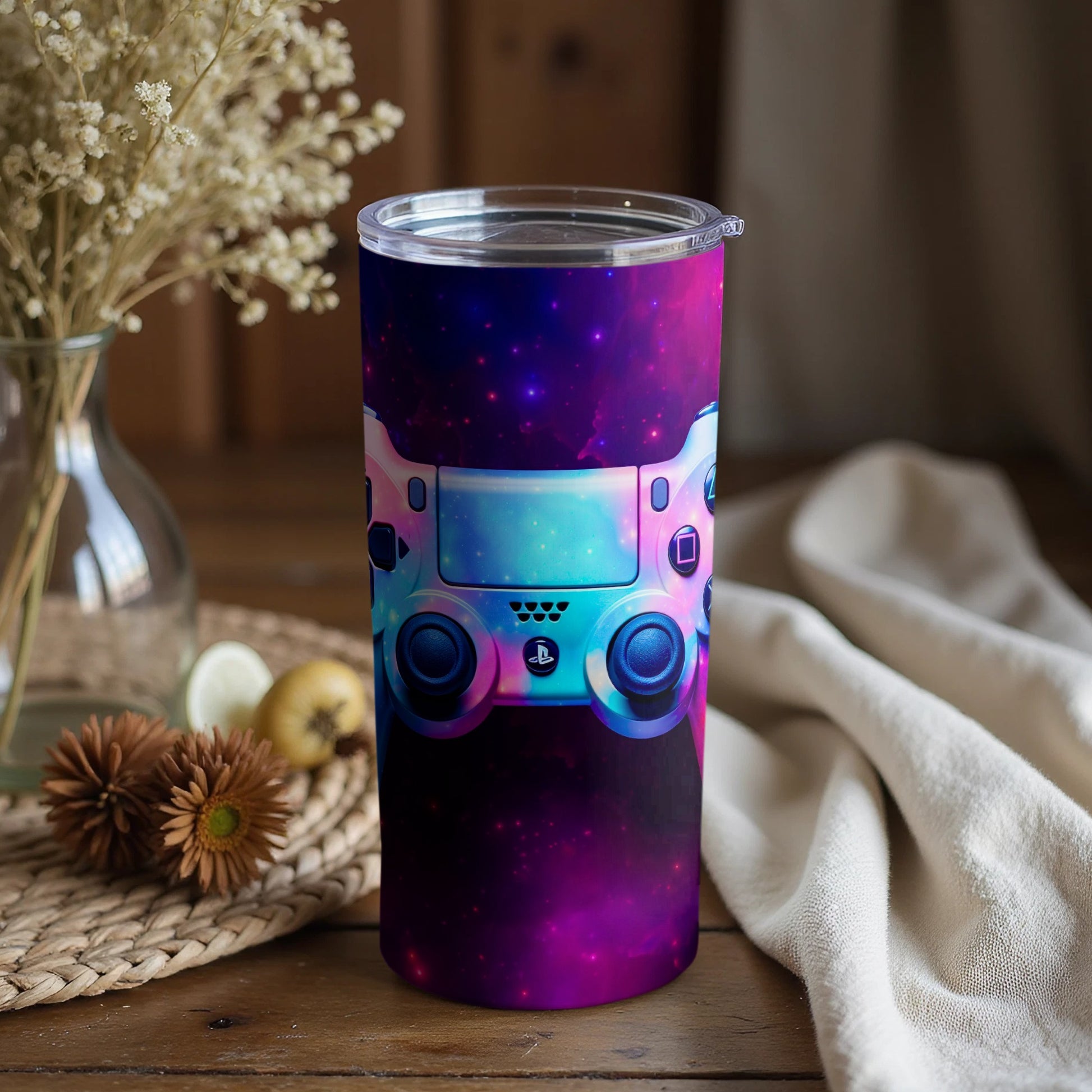 Vibrant Gaming Controller Design Insulated Tumbler