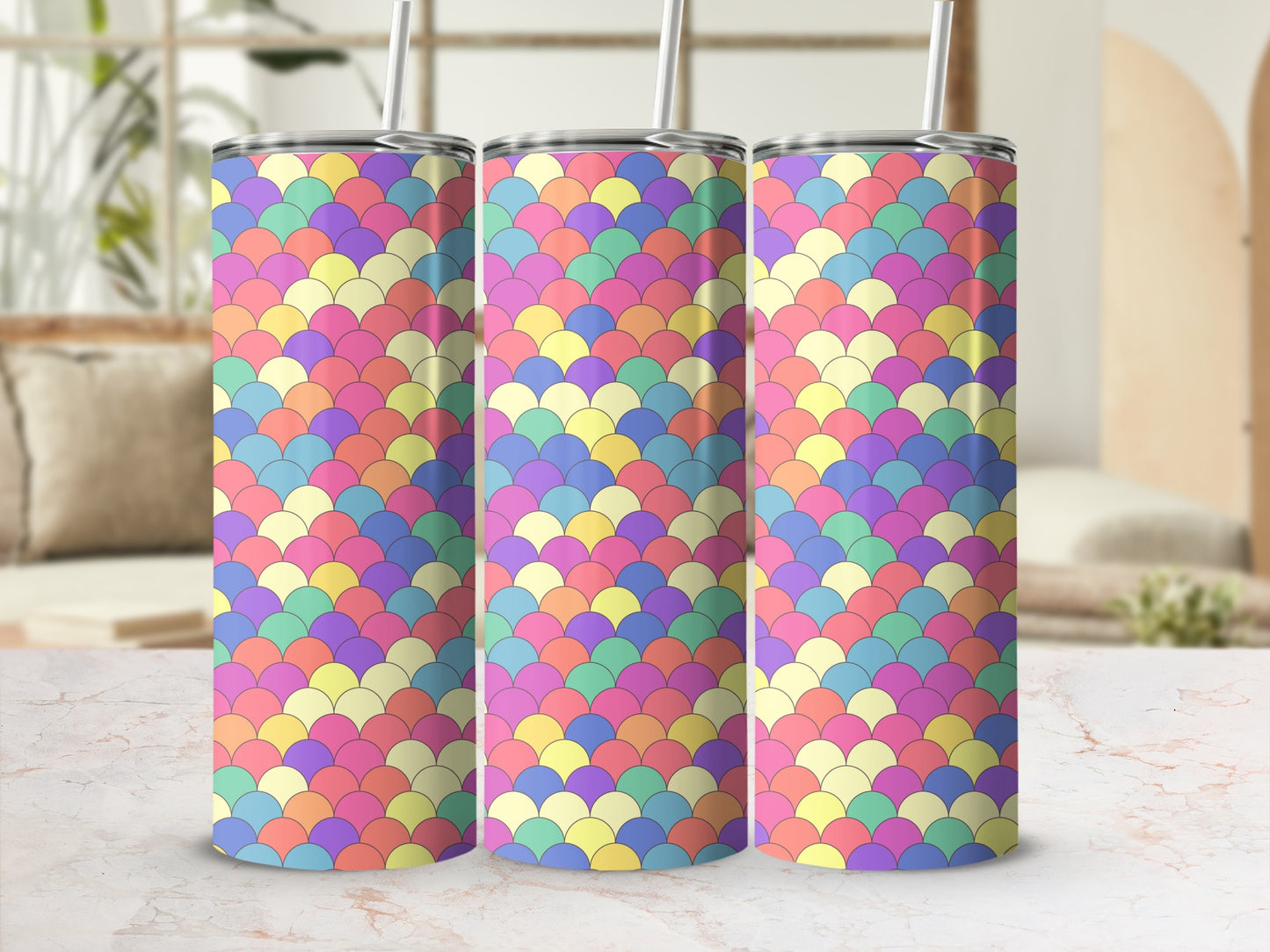 Colorful Rainbow Scales Pattern Insulated Tumbler
