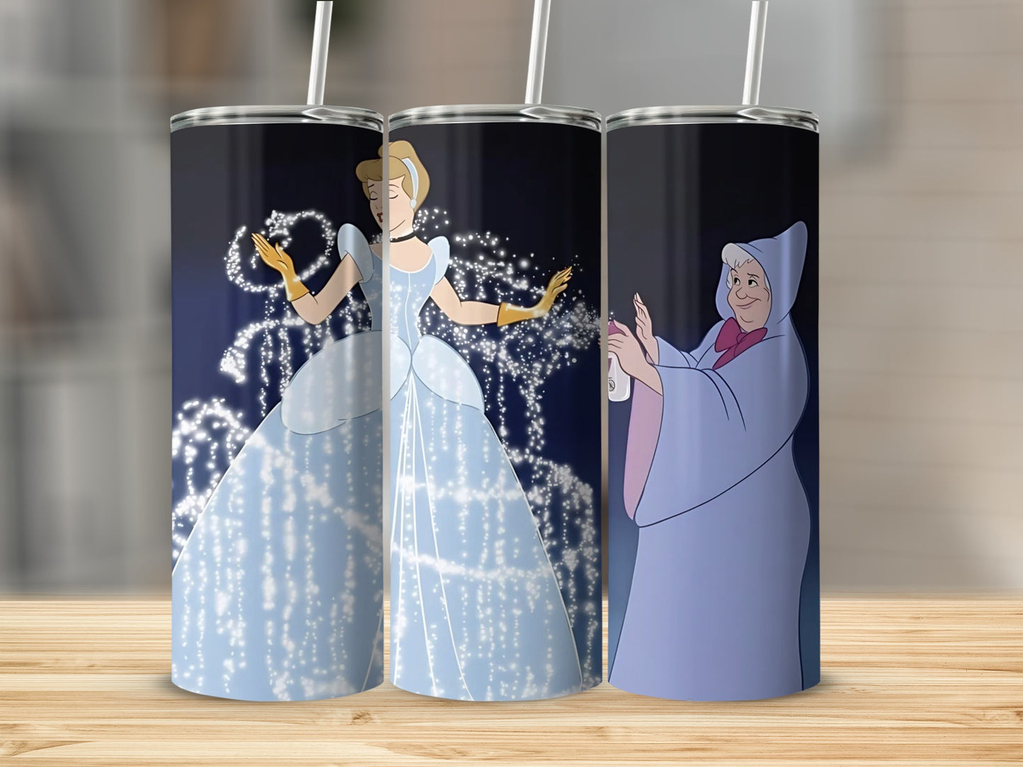 Cinderella and Fairy Godmother Glitter Magic Tumbler