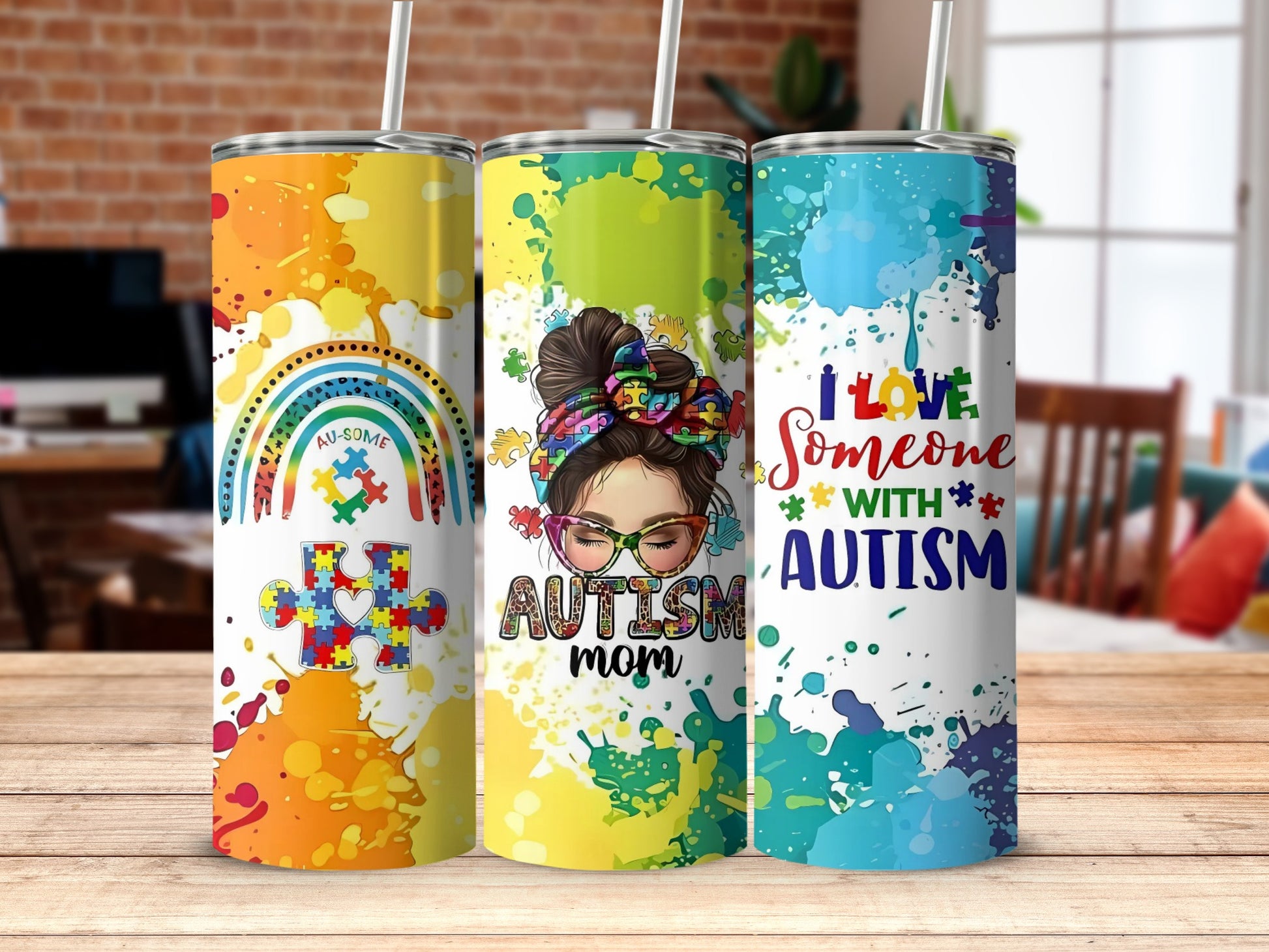Colorful Autism Awareness Tumblers for Autism Support