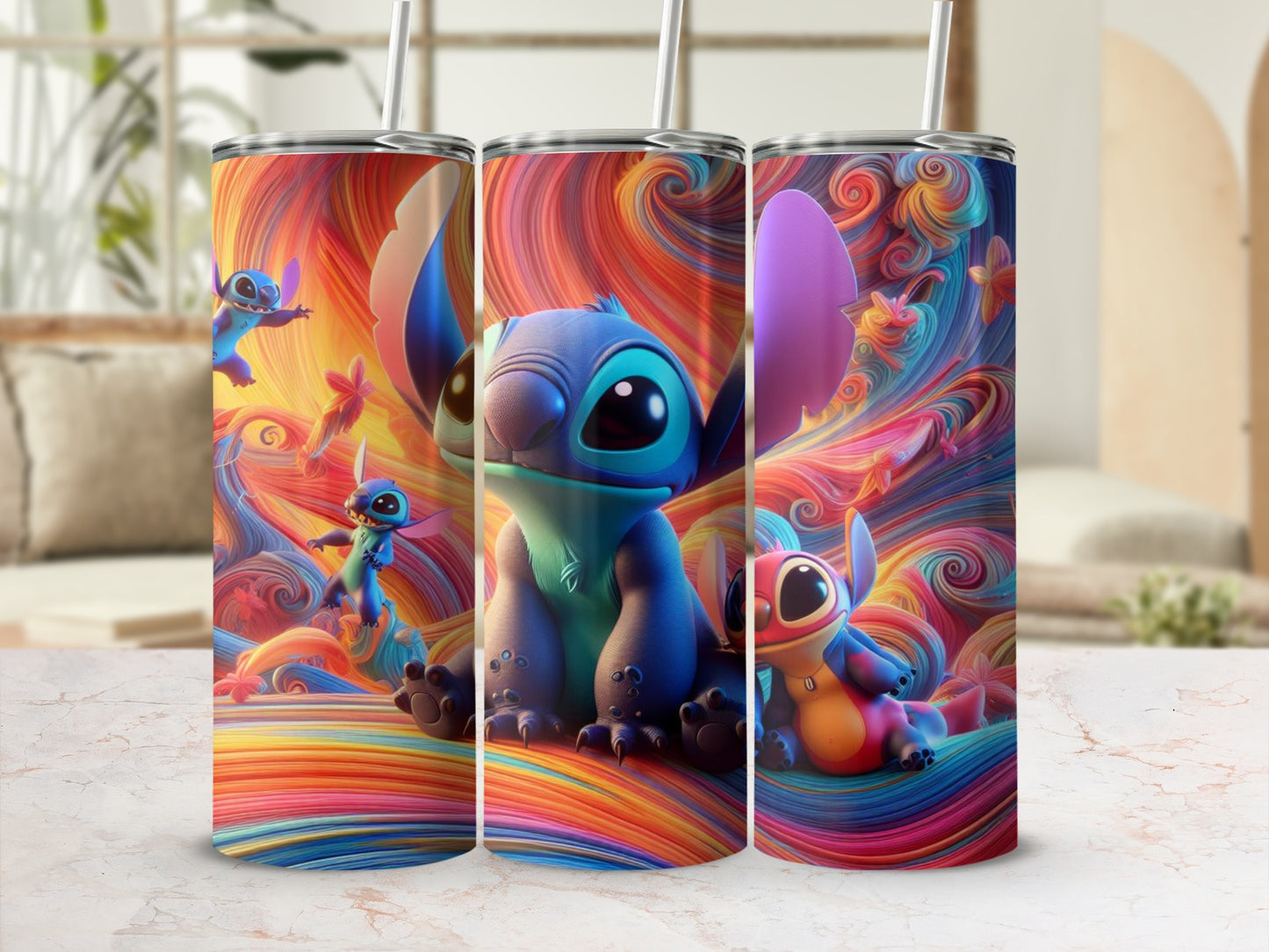 Colorful Stitched Character Art Design Tumbler