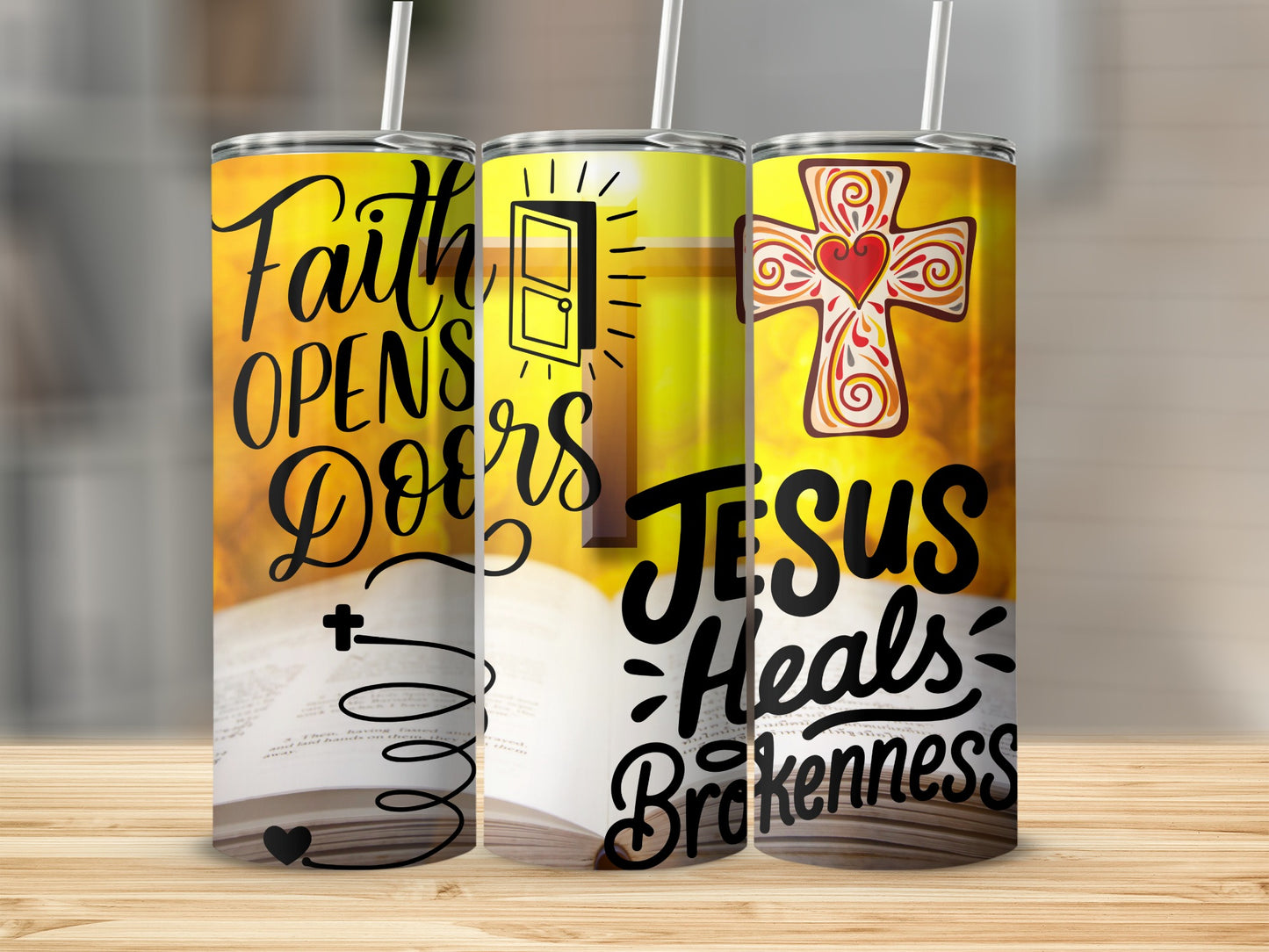 Inspirational Religious Tumbler with Faith Quote