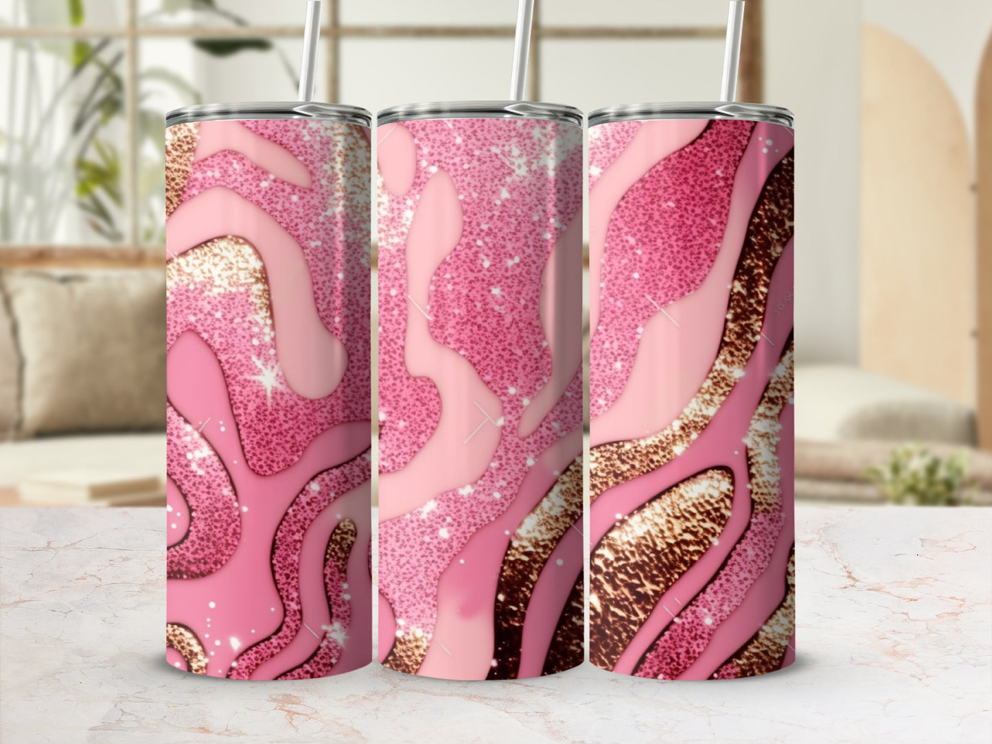 Pink Gold Glitter Swirl Abstract Modern Tumbler product type