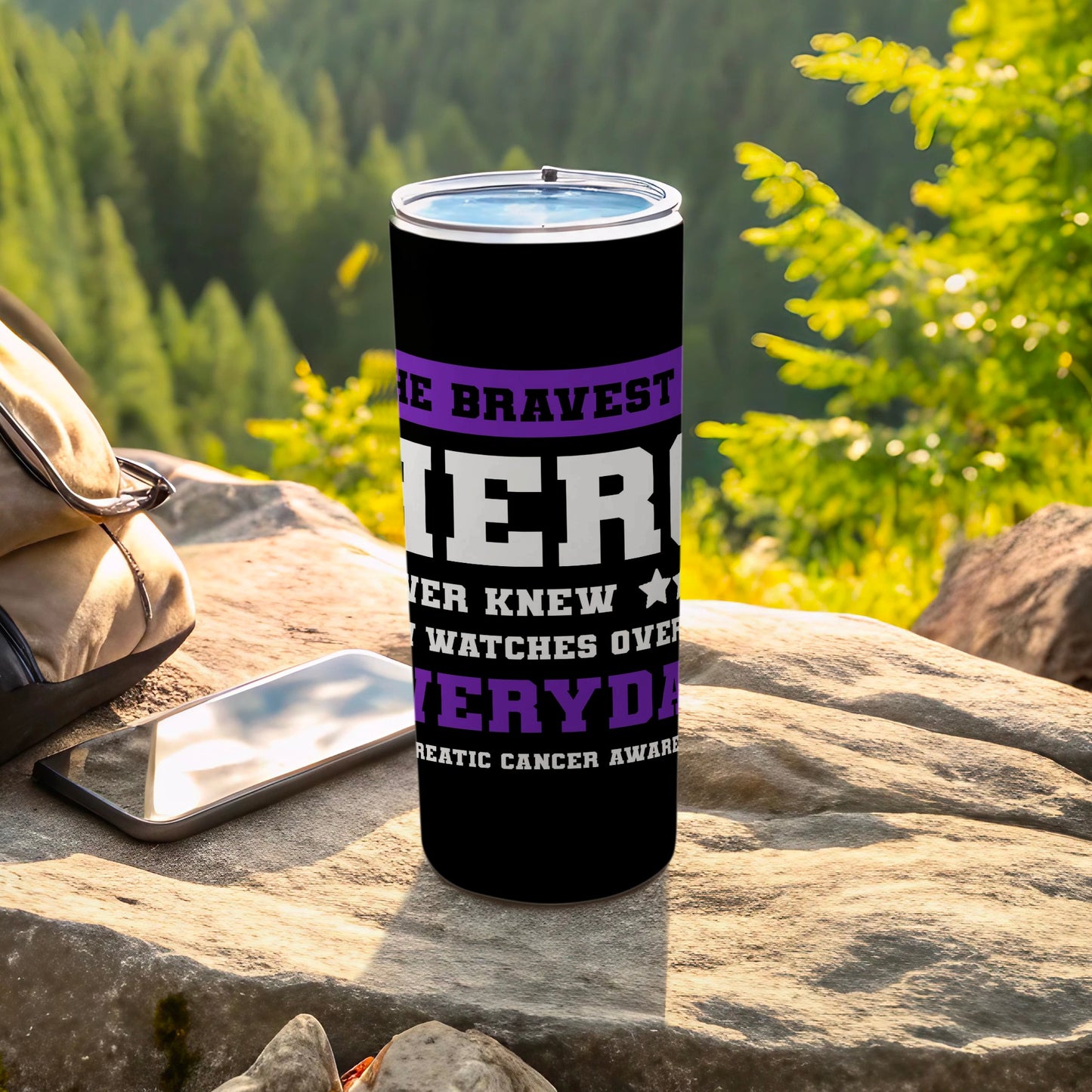 The Bravest Hero Ever Knew Watches Over Everyday Pancreatic Cancer Aware tumbler