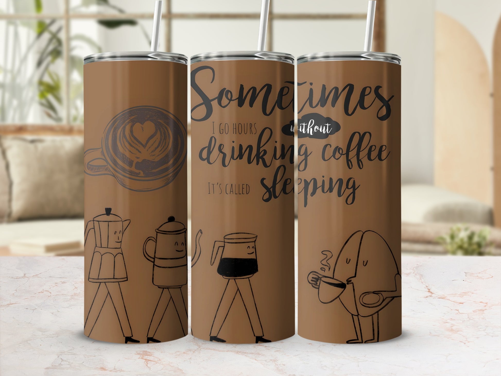 Coffee Lover's Fun Illustrations Tumbler Cup