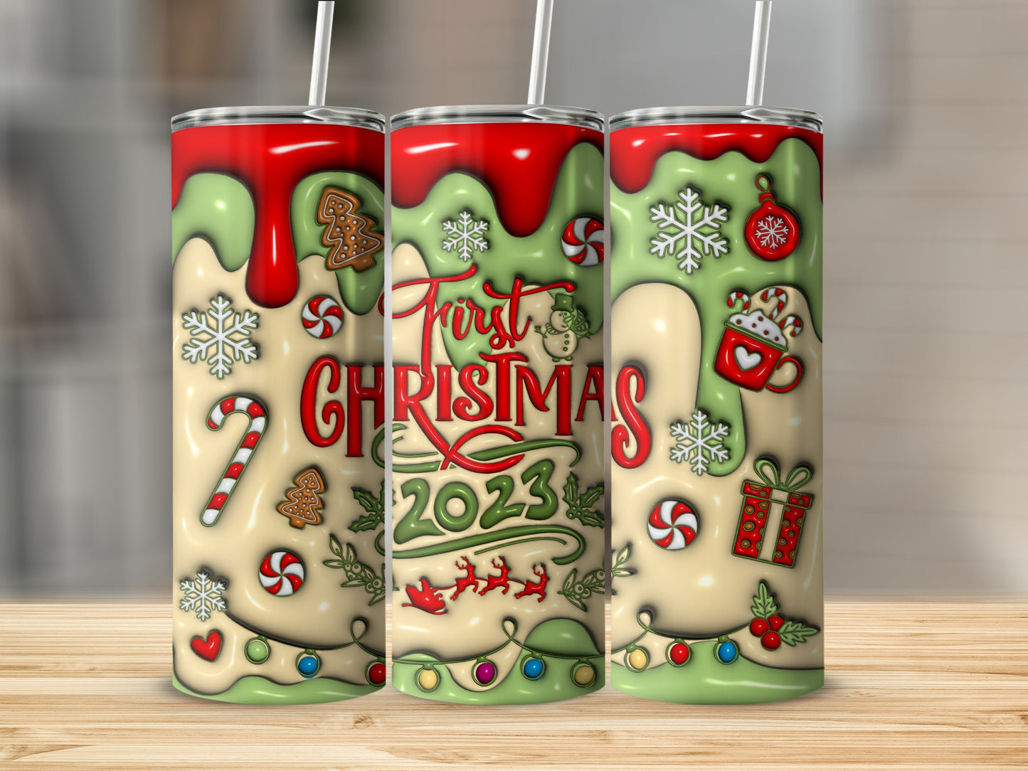 First Christmas 2023 Holiday Themed Tumbler Cup