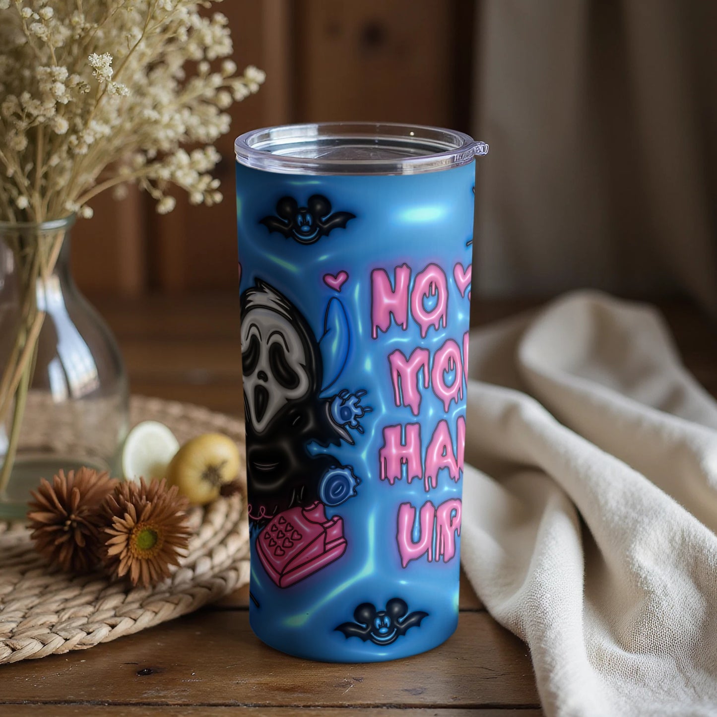 No You Hang Up Cute Ghost Themed Drinkware Tumbler